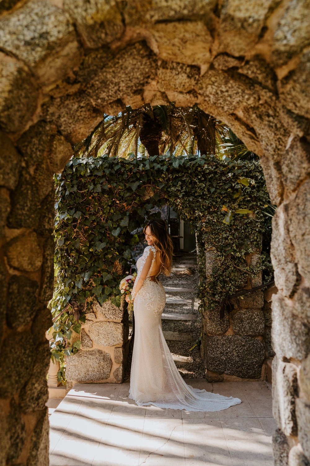 Romantic long sleeve Galia Lahav wedding dress at The Houdini Estate Wedding in Los Angeles, vibrant and candid wedding photography by Tida Svy