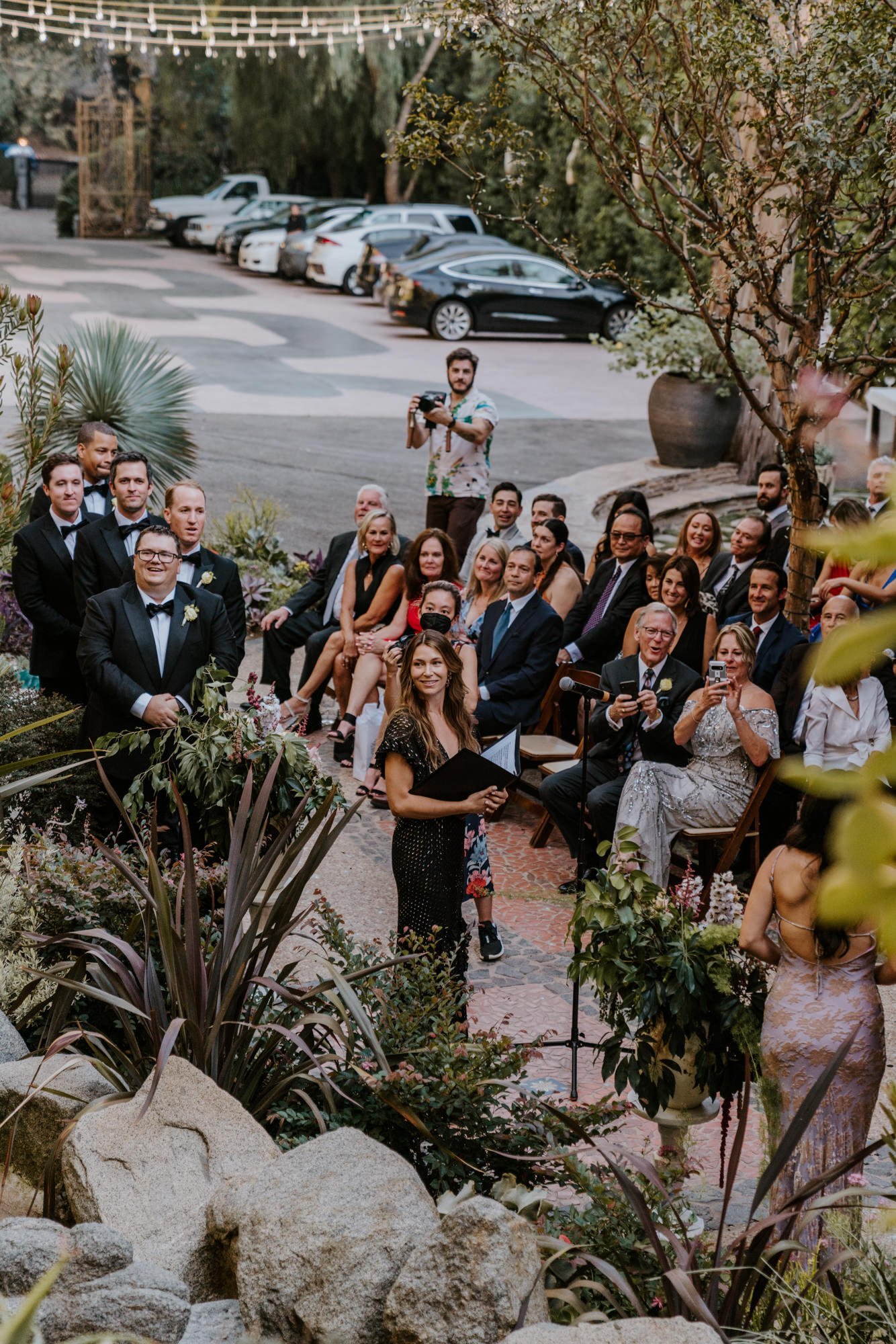 Wedding guests at The Houdini Estate Wedding Los Angeles photography by Tida Svy