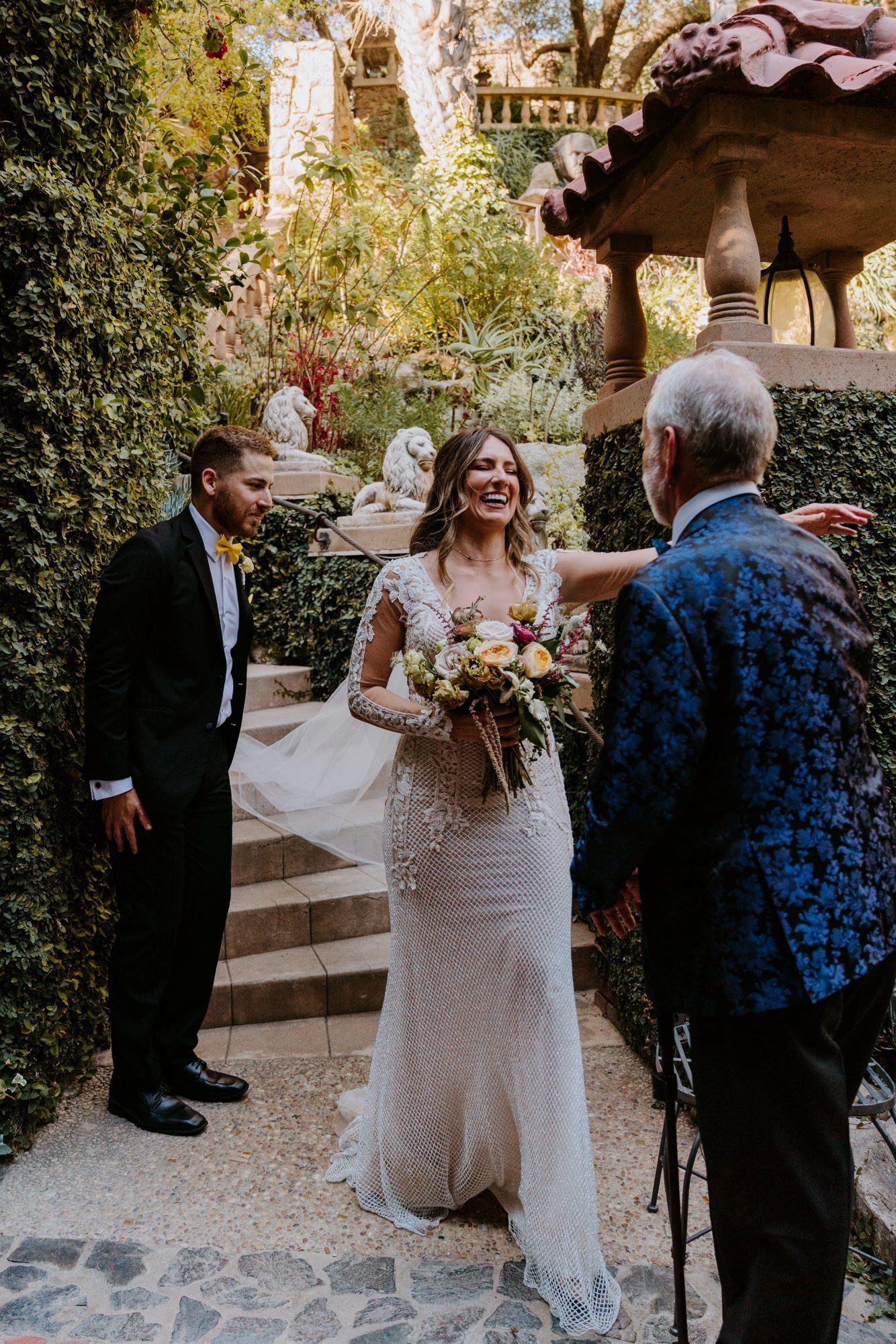 Bride walking down the aisle at The Houdini Estate Wedding Los Angeles photography by Tida Svy