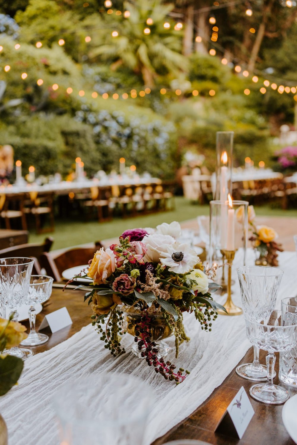 Whimsical romantic wedding reception details at The Houdini Estate wedding in Los Angeles, wedding photography by Tida Svy