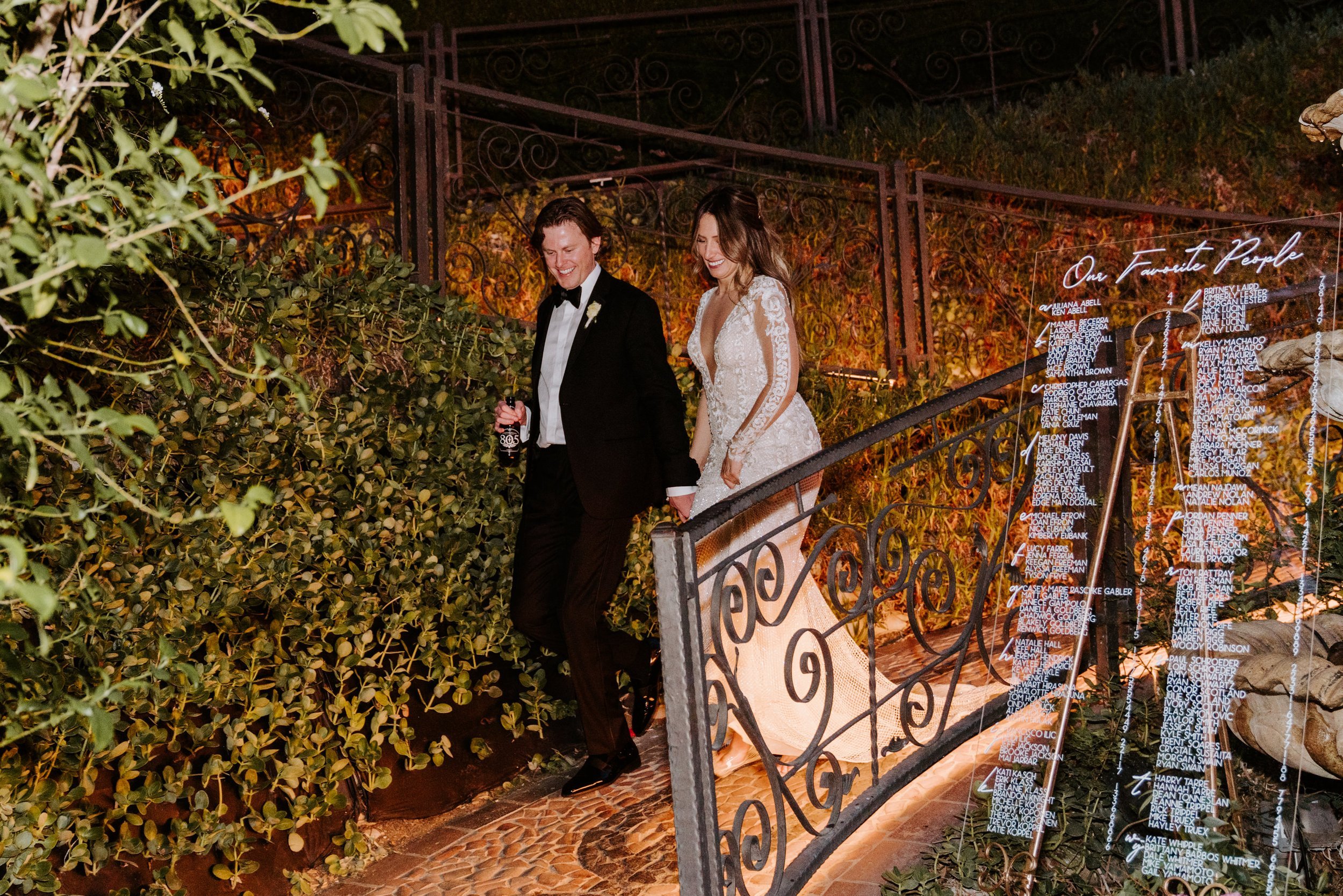 Bride and groom wedding reception entrance at The Houdini Estate wedding in los angeles, candid and vibrant wedding photography by Tida Svy