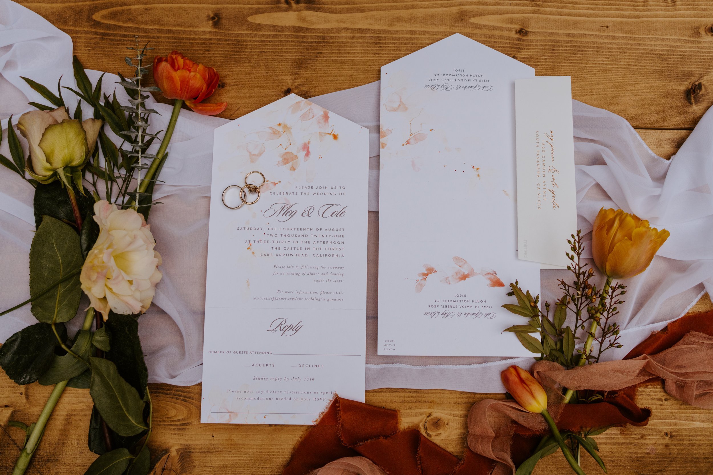Whimsical and enchanted forest invitation suite with fall florals and colors, photo by Tida Svy Photography