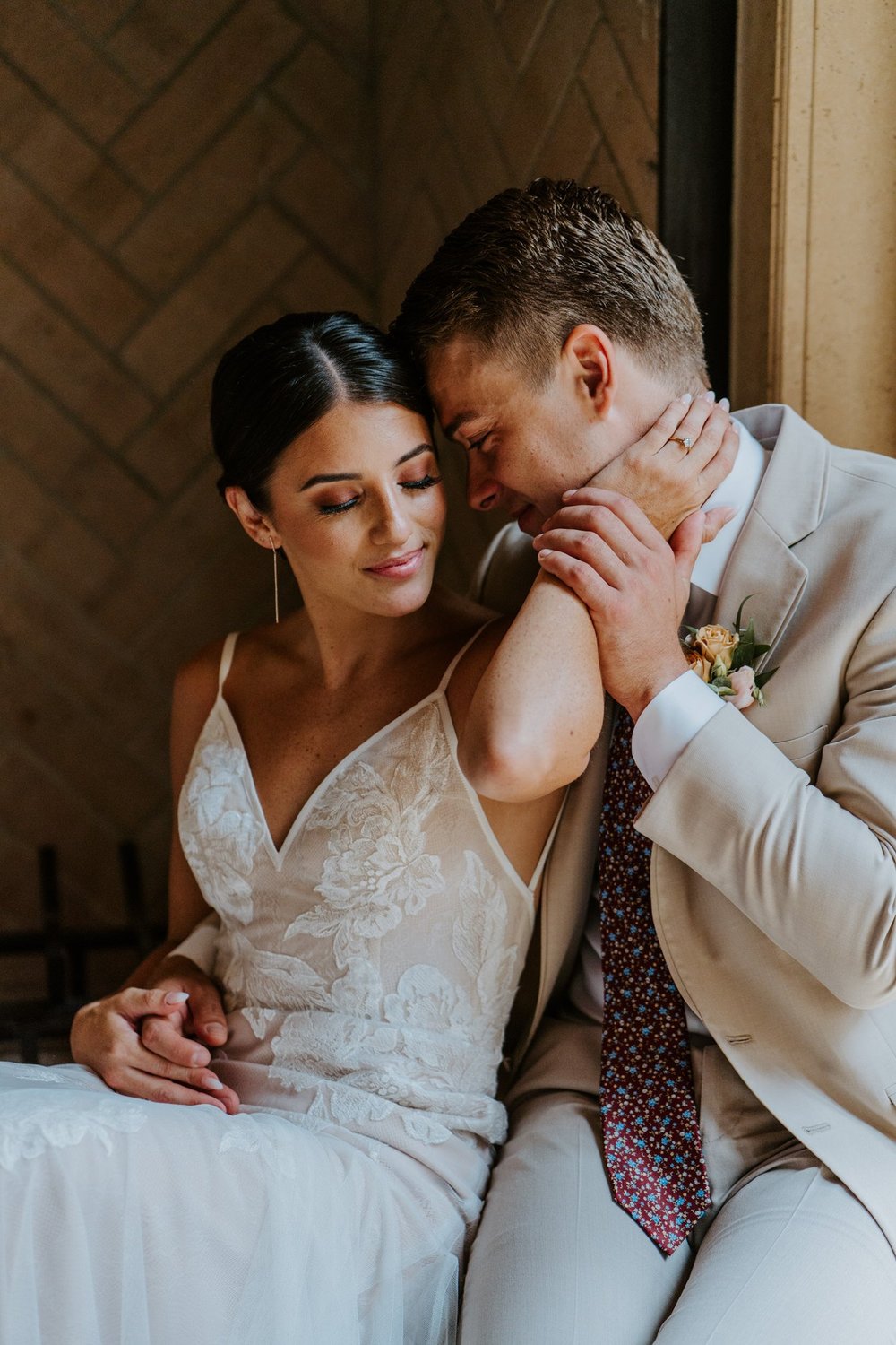 Bride and groom romantic couples photos at Castle in the Forest in lake arrowhead, airbnb wedding, Photo by Tida Svy