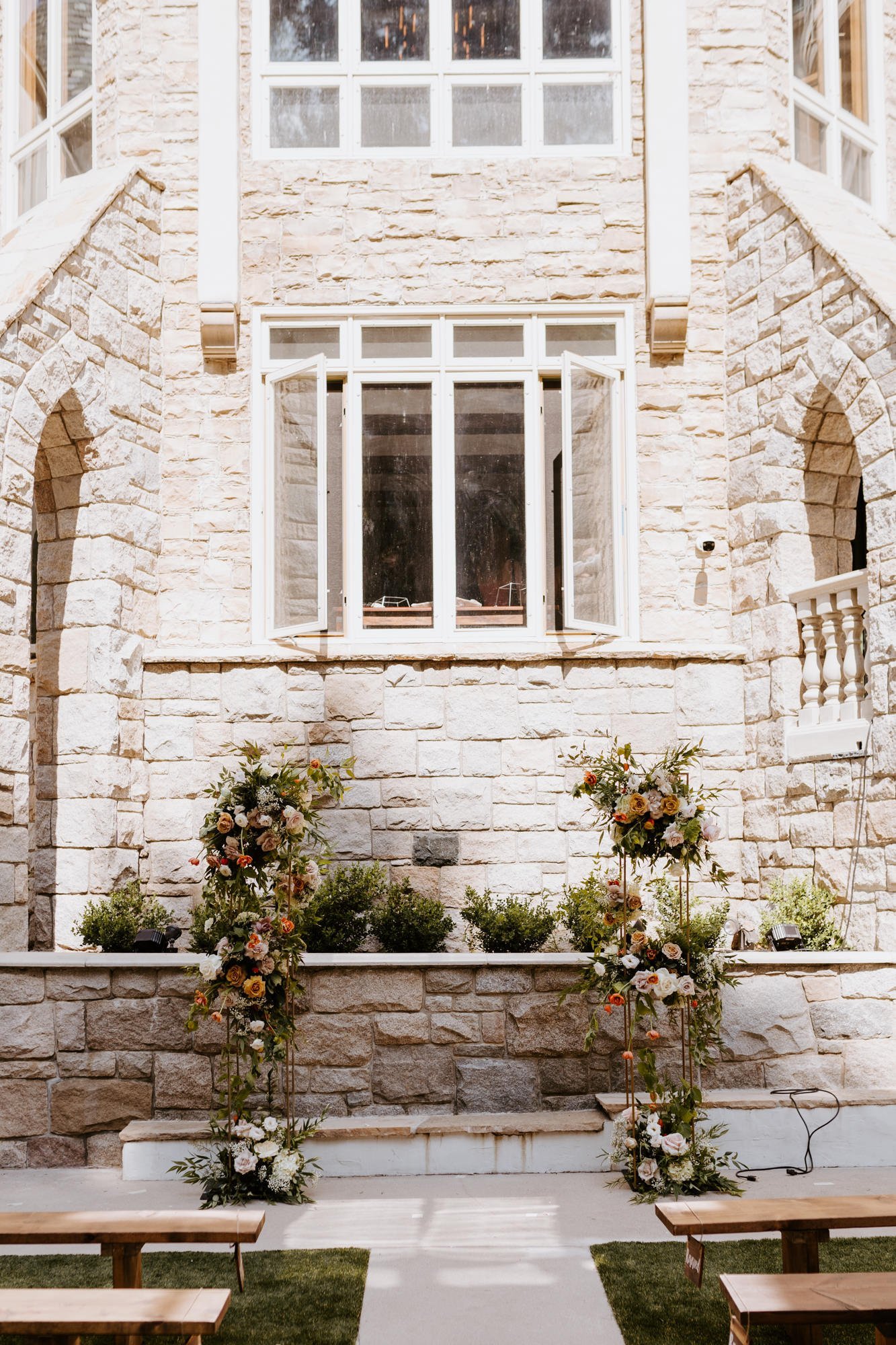 Castle in the Forest Lake Arrowhead Wedding Ceremony Set Up, Enchanted forest ceremony arbor inspo, Photo by Tida Svy