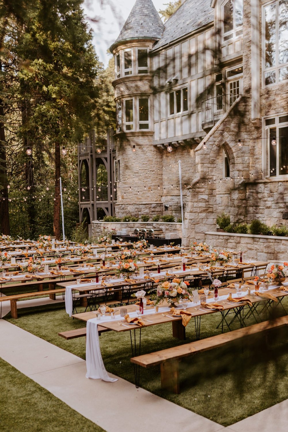 Enchanted forest castle wedding at Castle in the Forest in Lake Arrowhead, magical castle airbnb wedding, fall inspired wedding, photography by Tida Svy