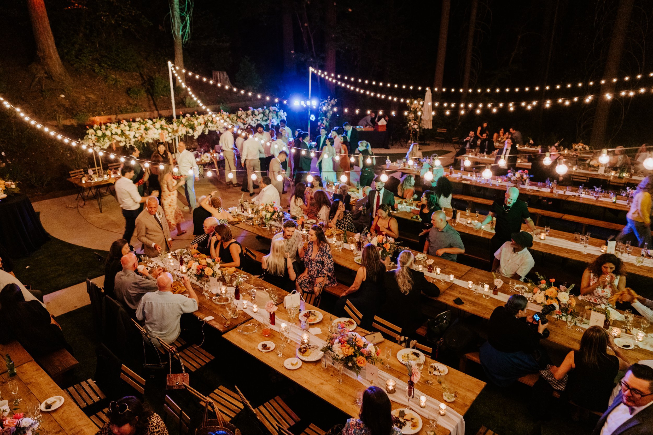 Evening reception wedding photography, Castle in the Forest Lake Arrowhead airbnb wedding, Photo by Tida Svy