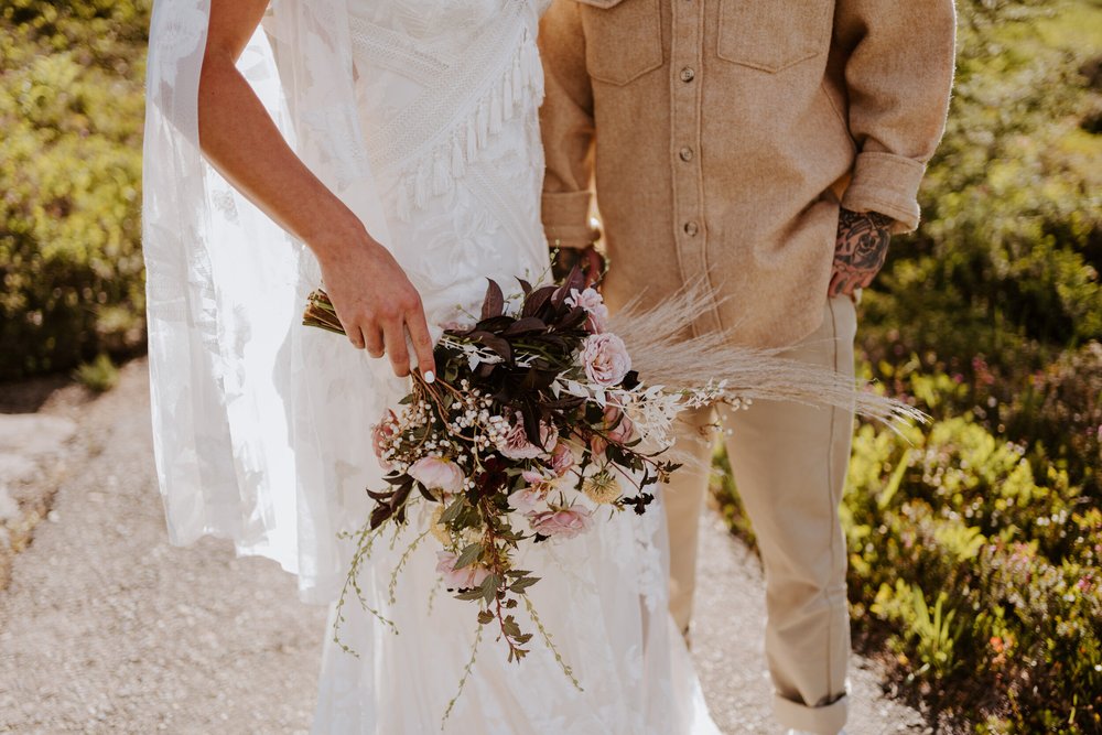 North Cascades National Park Elopement at Picture Lake, rue de seine dress, beige boho bride, Photography by Tida Svy | www.tidasvy.com