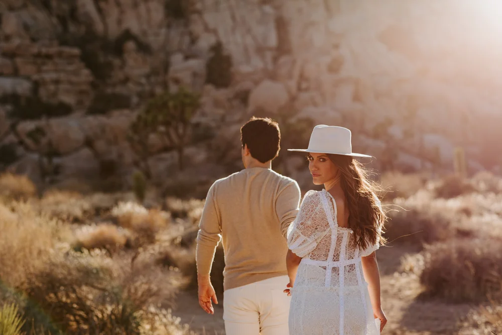 Joshua Tree Engagement Session | Joshua Tree National Park Couples Photos | Joshua Tree  Photographer | Romantic Couples Photos | Golden Hour Desert Photos | Hidden Valley Picnic Area