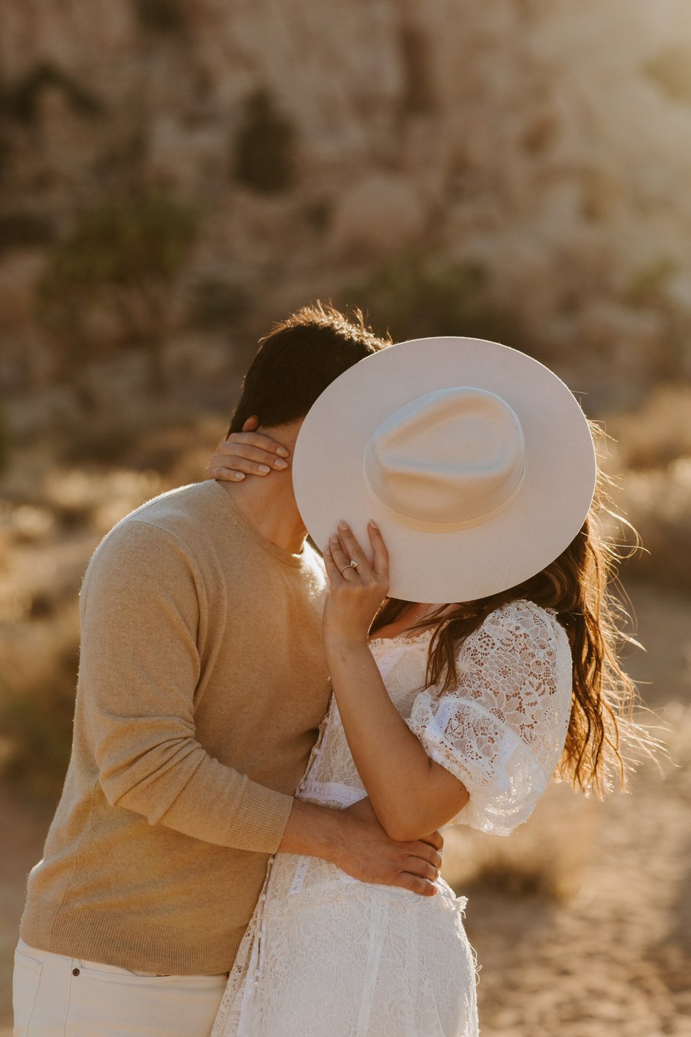 Joshua Tree Engagement Session | Joshua Tree National Park Couples Photos | Joshua Tree  Photographer | Romantic Couples Photos | Golden Hour Desert Photos | Hidden Valley Picnic Area