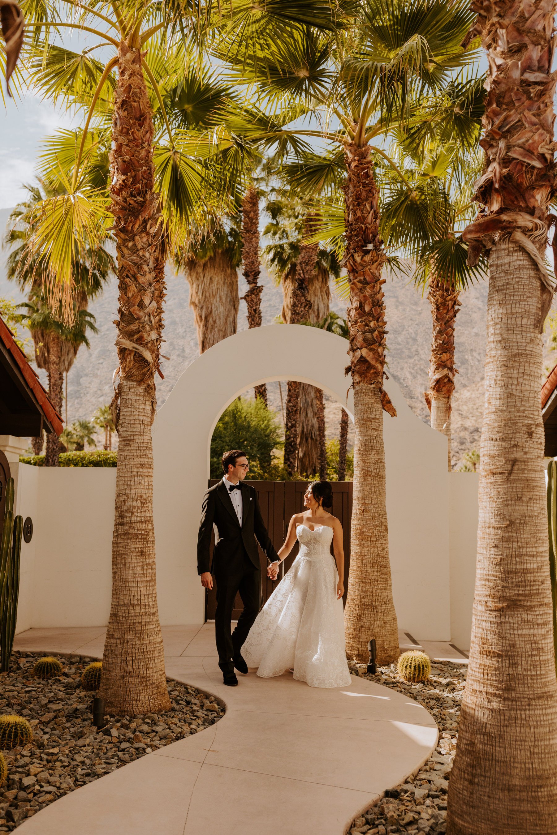 Bride and Groom First Look at La Serena Villas Palm Springs, Palm Springs Wedding Photographer, Photo by Tida Svy