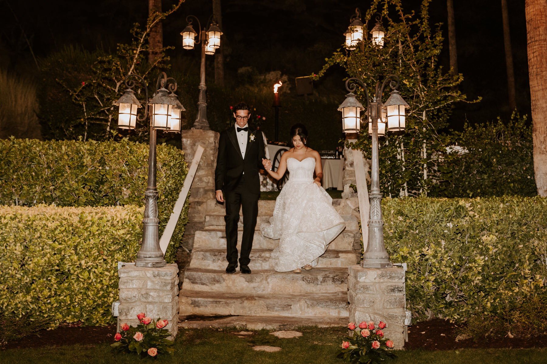Bride and Groom reception grand entrance, Spencer’s Restaurant Wedding Palm Springs, Tida Svy Photo