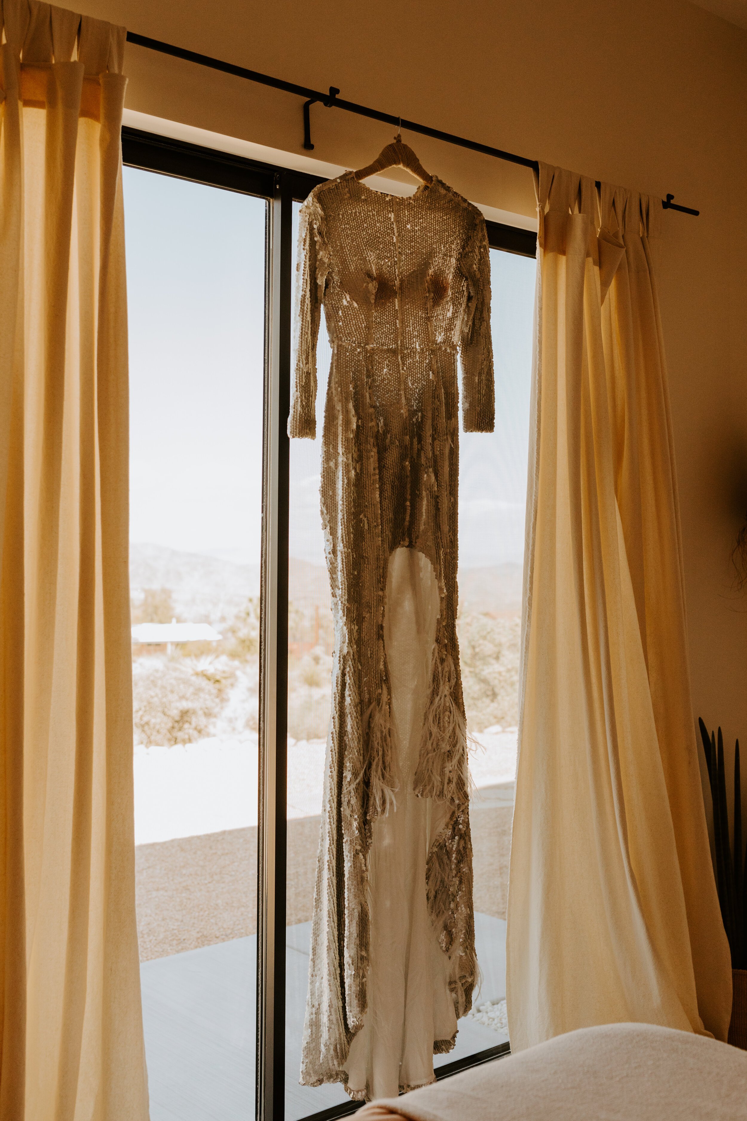 Silver sequin wedding dress | Joshua Tree Elopement | Photo by Tida Svy | www.tidasvy.com
