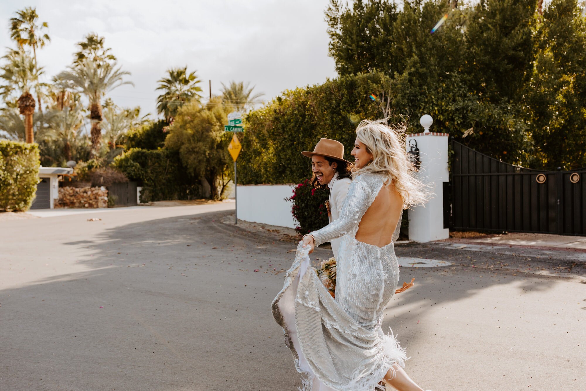 Palm Springs elopement | Silver sequin wedding dress | Palm Springs Wedding Photographer | Tida Svy | www.tidasvy.com
