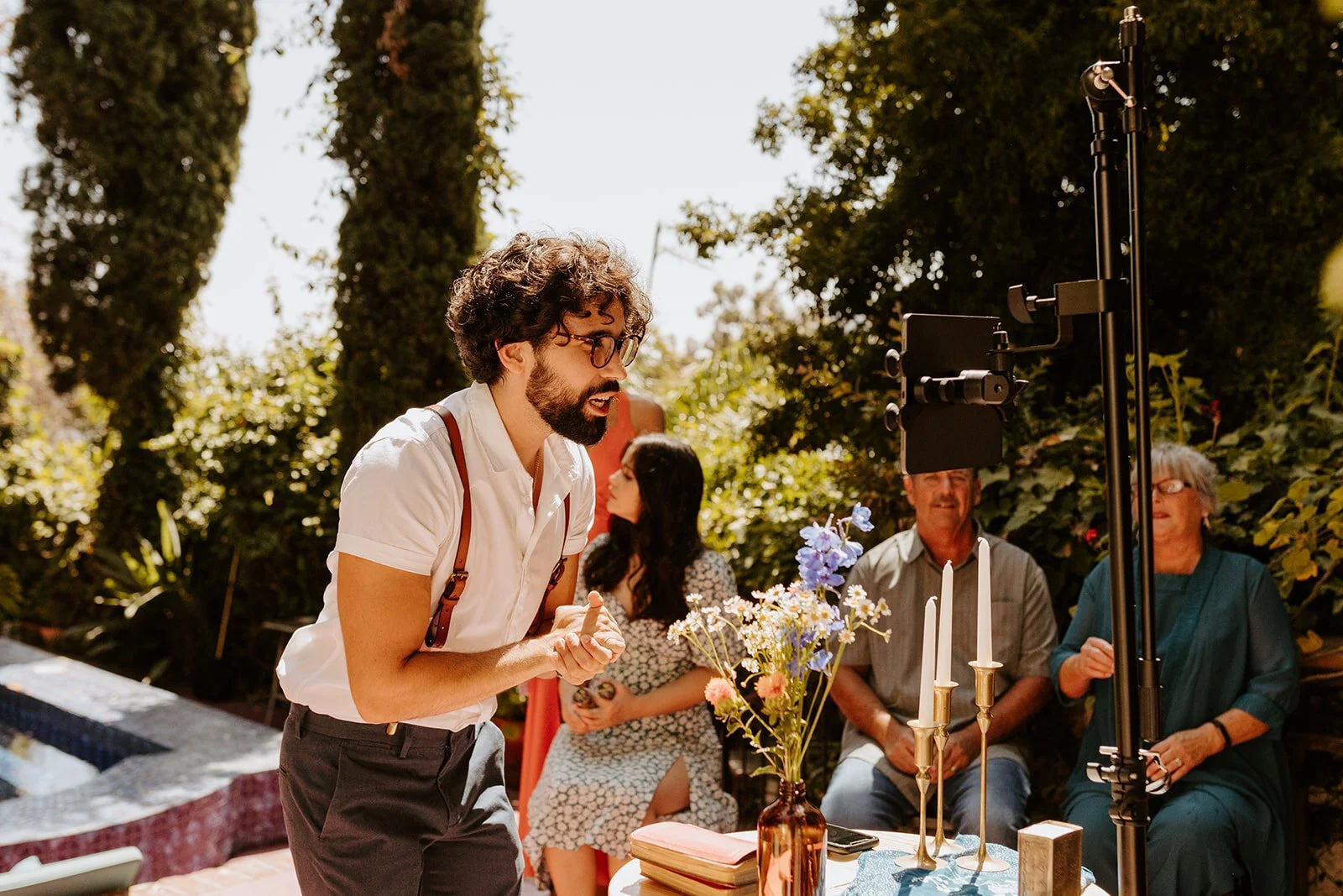 Whimsical intimate ceremony, Los Angeles airbnb wedding, zoom wedding, virtual wedding, covid wedding, Los Angeles elopement, Los Angeles Wedding Photographer, Photo by Tida Svy | www.tidasvy.com
