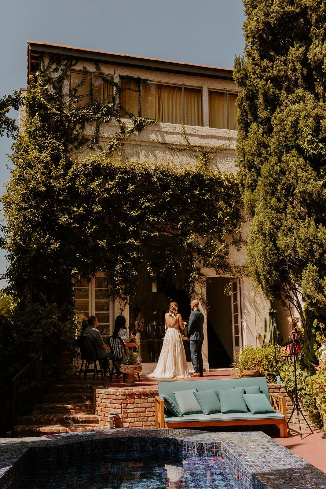 Bride and groom reading vows, Los Angeles airbnb wedding, zoom wedding, virtual wedding, covid wedding, Los Angeles elopement, Los Angeles Wedding Photographer, Photo by Tida Svy | www.tidasvy.com