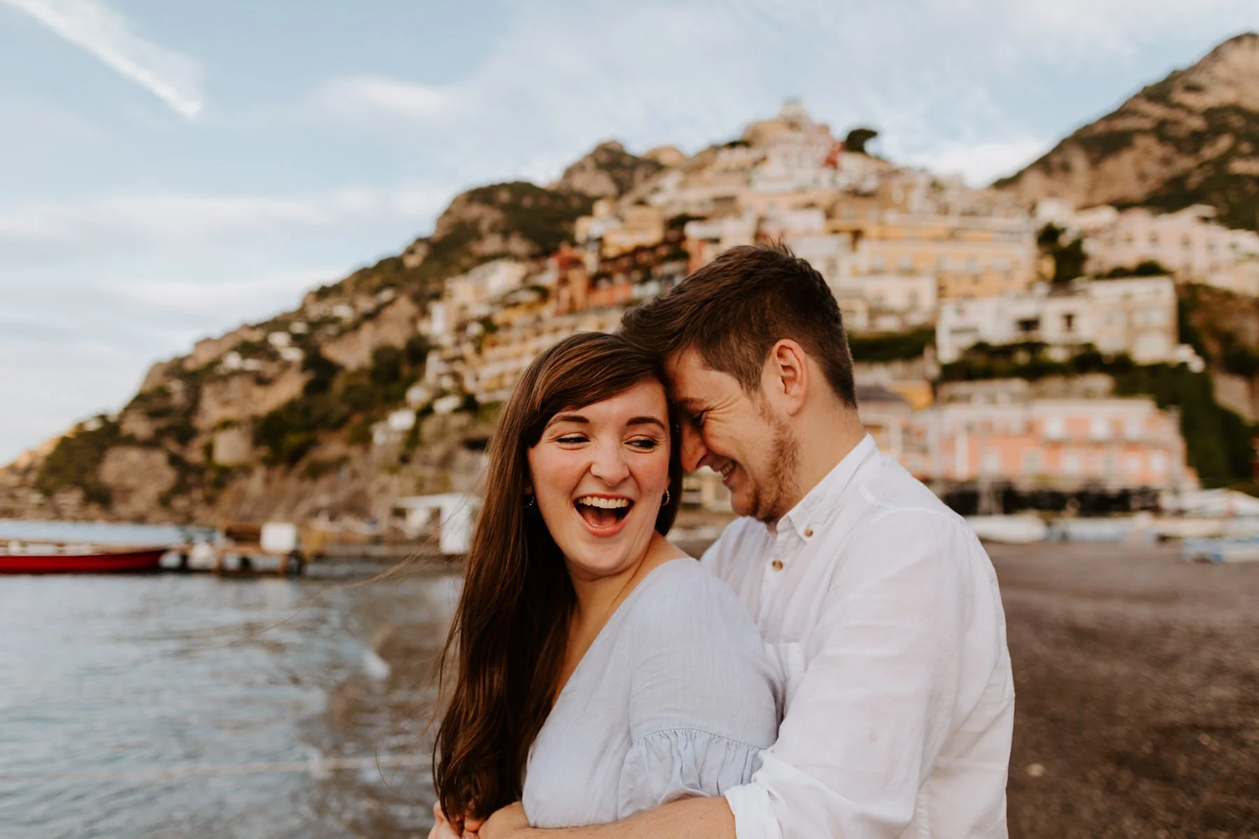 Positano Engagement Photos, Italy Engagement Photos, Positano Wedding Photographer, Destination Wedding Photographer, Playful couples photos running through beach and ocean, Tida Svy