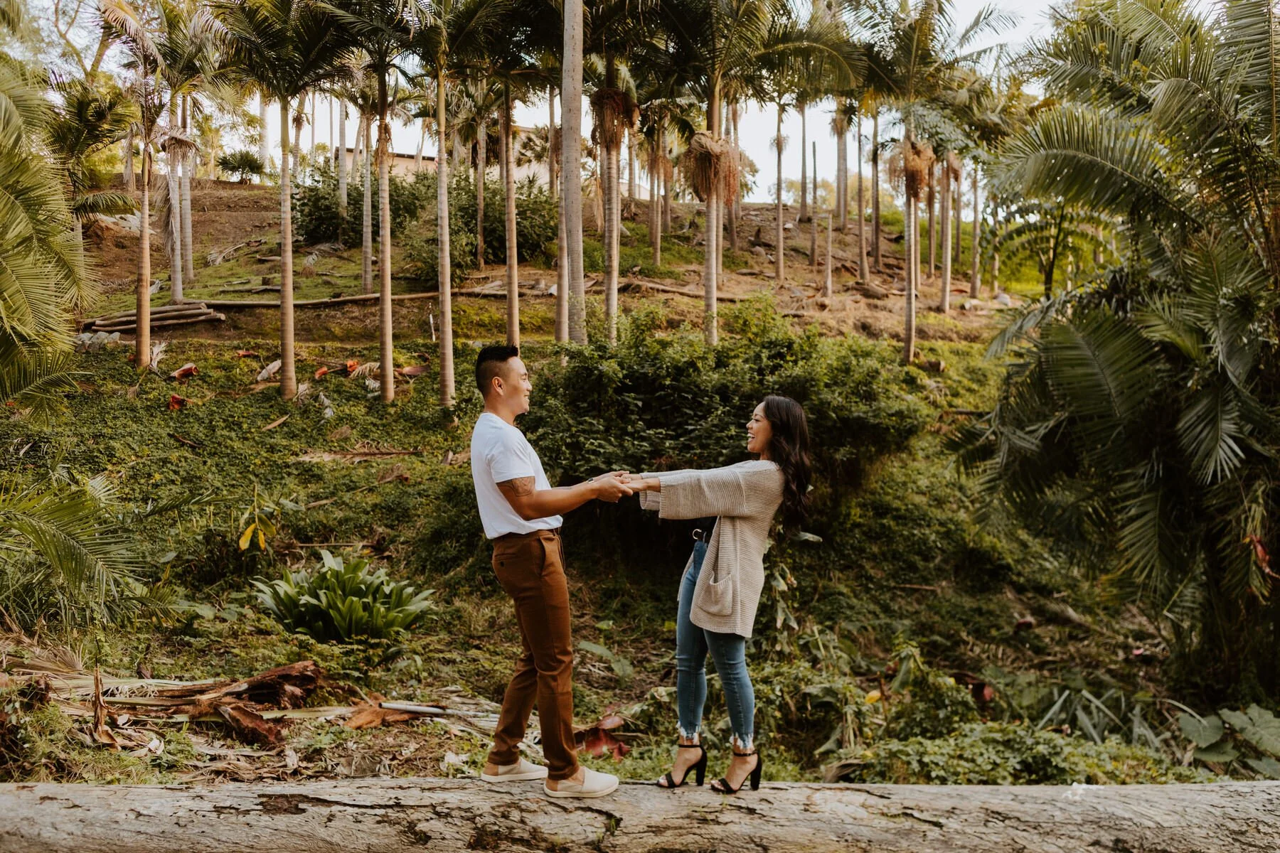 Balboa Park Palm Canyon Trail San Diego Engagement Photos, San Diego Engagement Photographer, Wedding Photos, Cute Couple, Fun Candid Engagement Posing Inspiration, Tida Svy Photo, www.tidasvy.com