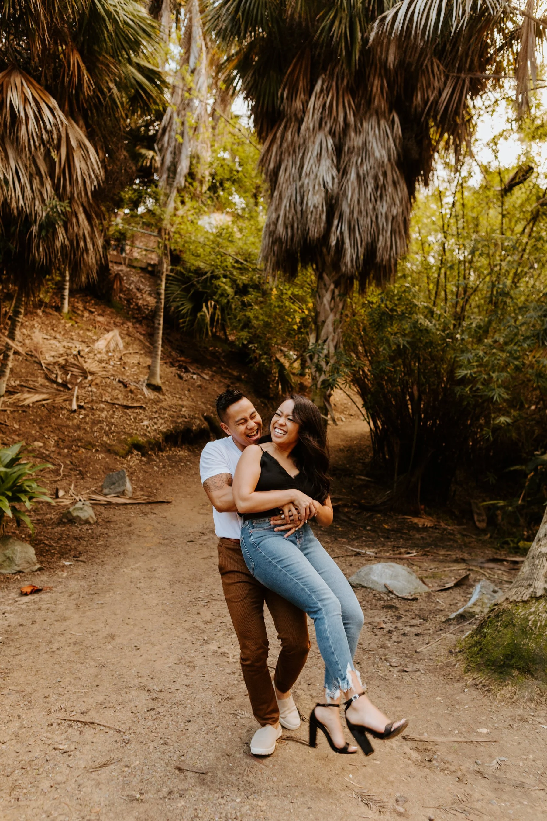 Balboa Park Palm Canyon Trail San Diego Engagement Photos, San Diego Engagement Photographer, Wedding Photos, Cute Couple, Fun Candid Engagement Posing Inspiration, Tida Svy Photo, www.tidasvy.com