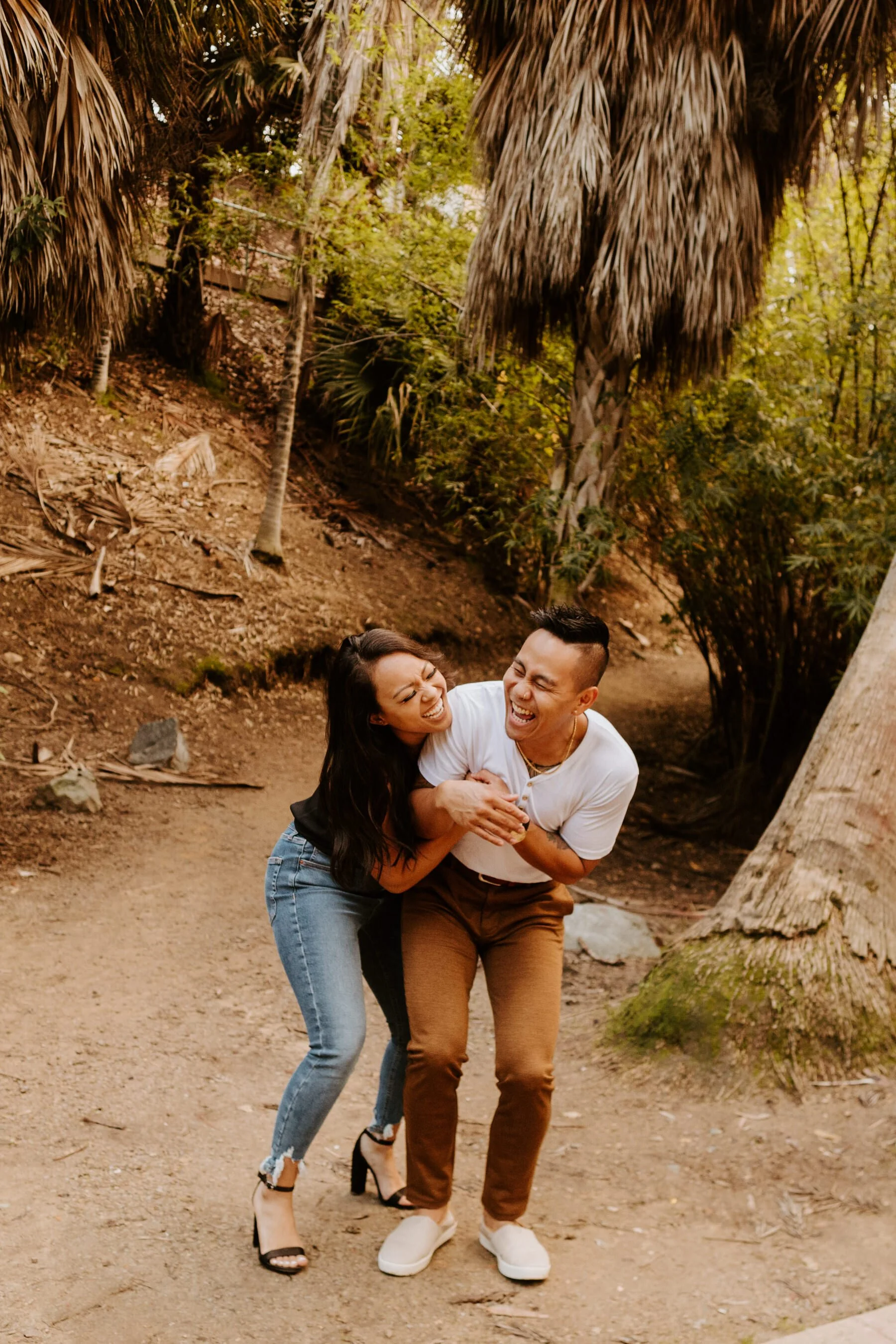 Balboa Park Palm Canyon Trail San Diego Engagement Photos, San Diego Engagement Photographer, Wedding Photos, Cute Couple, Fun Candid Engagement Posing Inspiration, Tida Svy Photo, www.tidasvy.com
