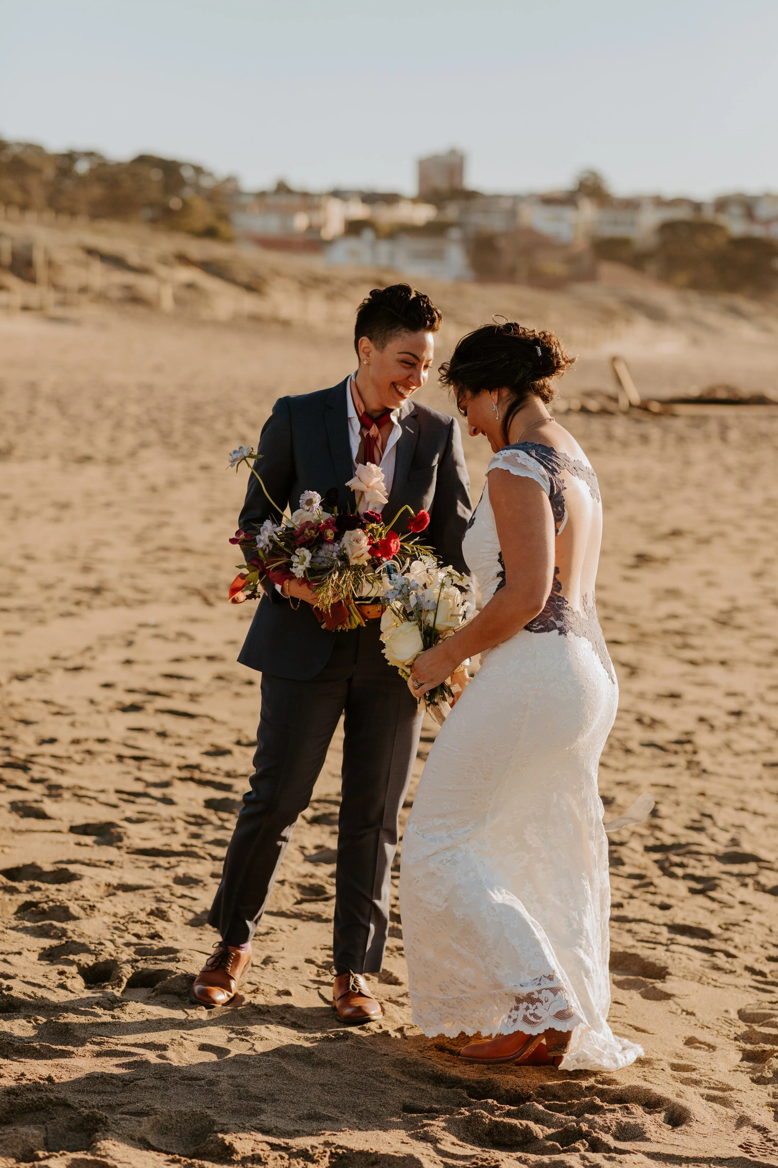 San Francisco Baker Beach Golden Gate Bridge Same Sex Lesbian Elopement | California Elopement Photographer | Tida Svy | www.tidasvy.com