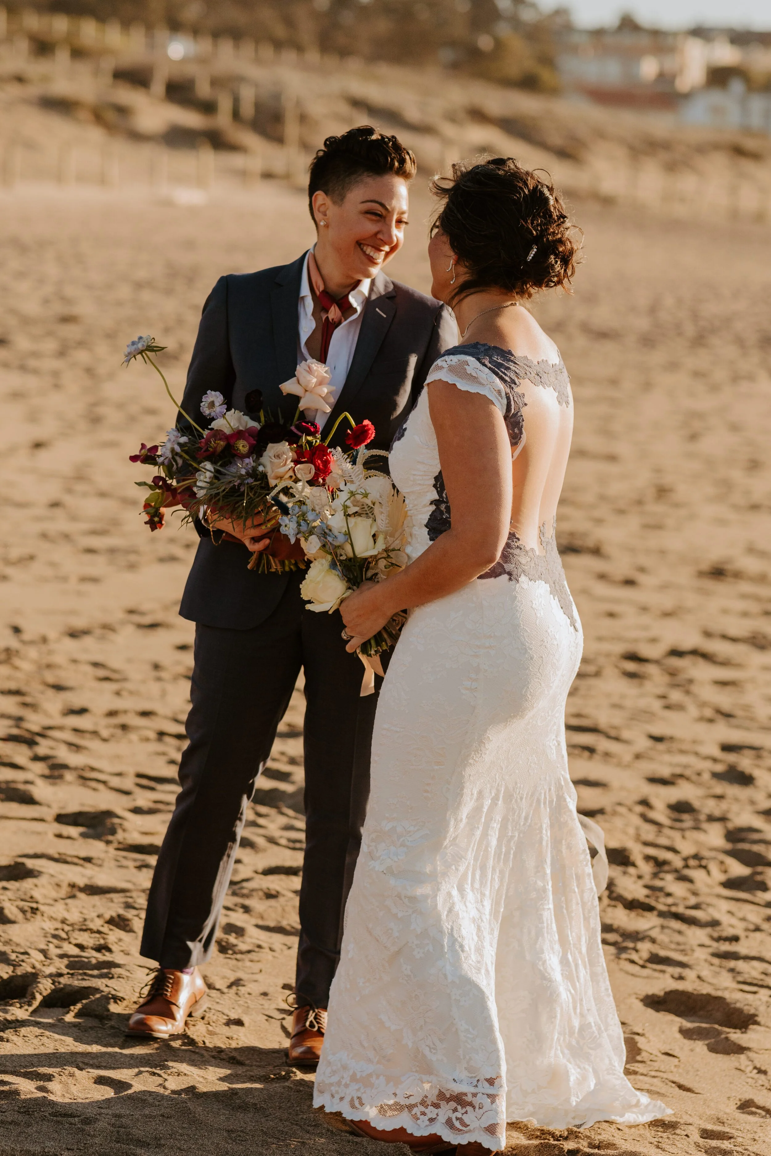 San Francisco Baker Beach Golden Gate Bridge Same Sex Lesbian Elopement | California Elopement Photographer | Tida Svy | www.tidasvy.com