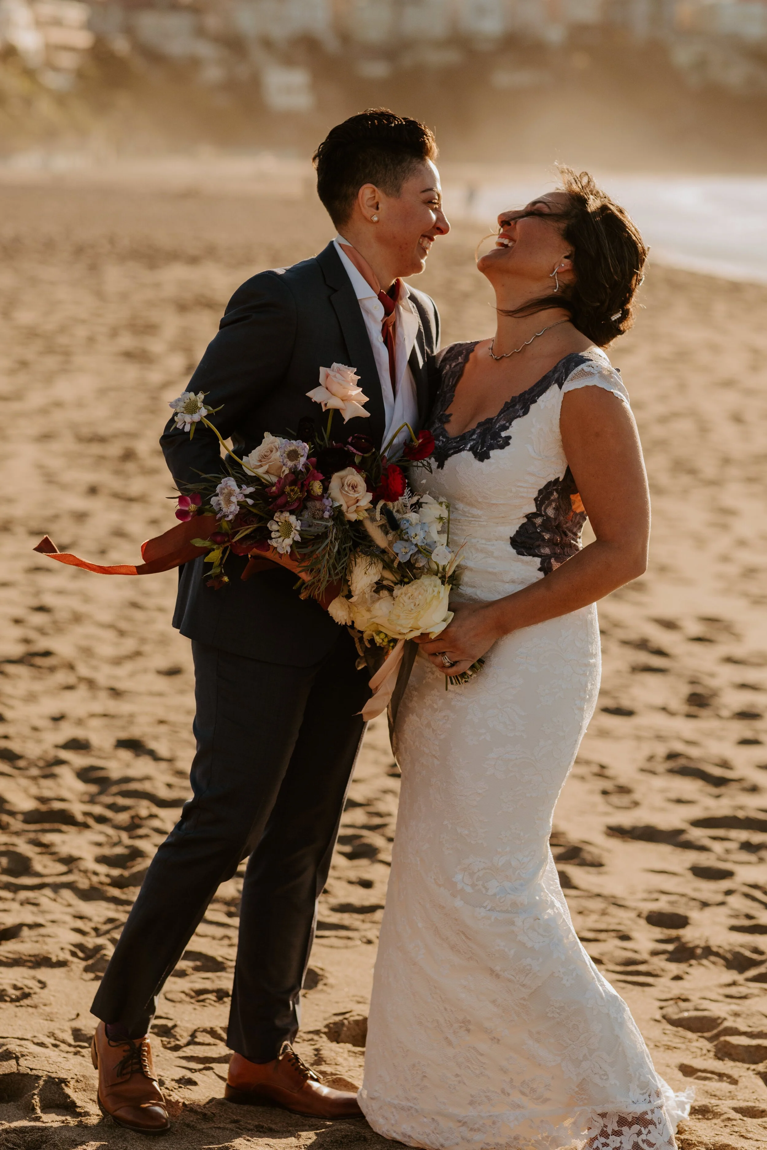 San Francisco Baker Beach Golden Gate Bridge Same Sex Lesbian Elopement | California Elopement Photographer | Tida Svy | www.tidasvy.com