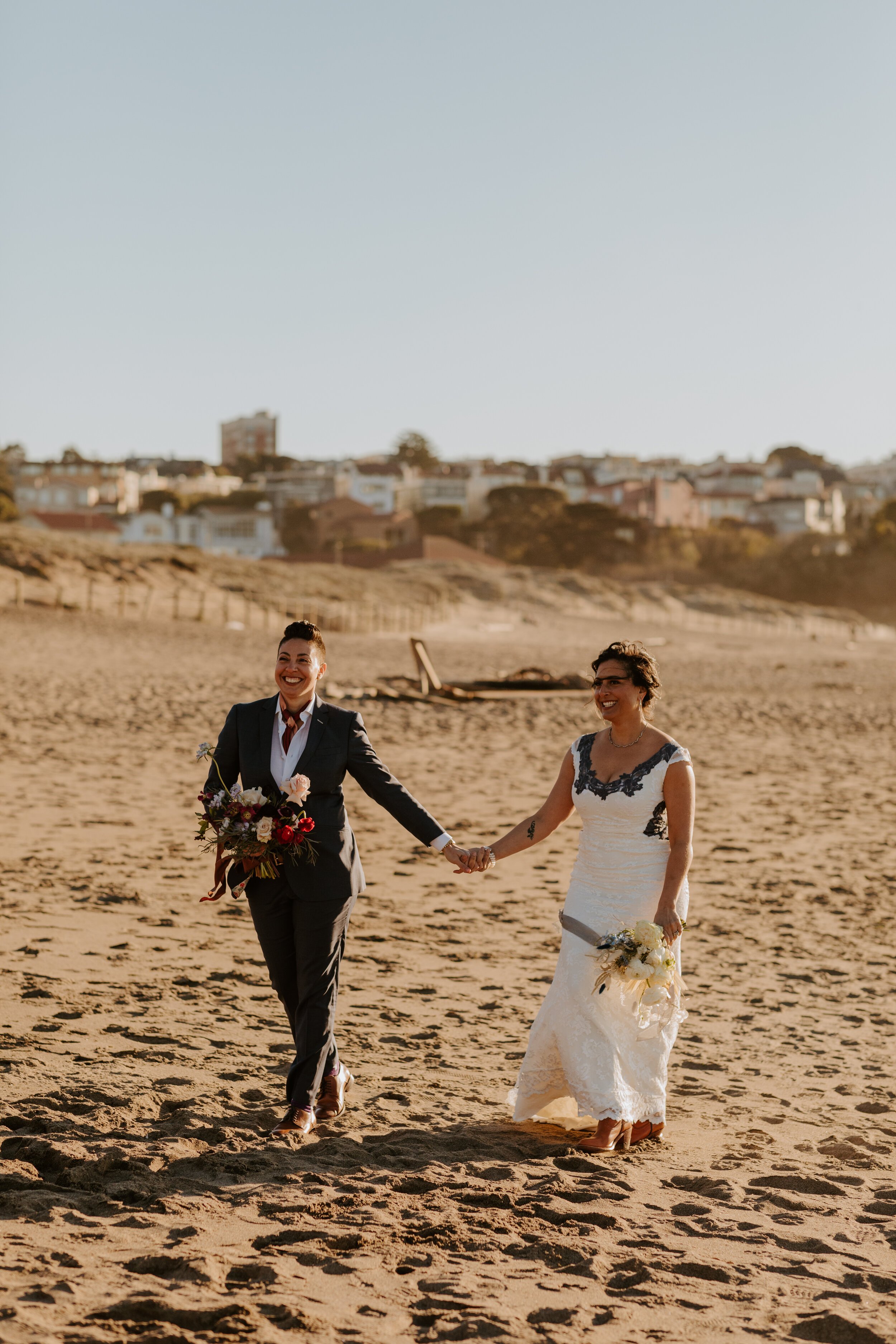 San Francisco Baker Beach Golden Gate Bridge Same Sex Lesbian Elopement | California Elopement Photographer | Tida Svy | www.tidasvy.com