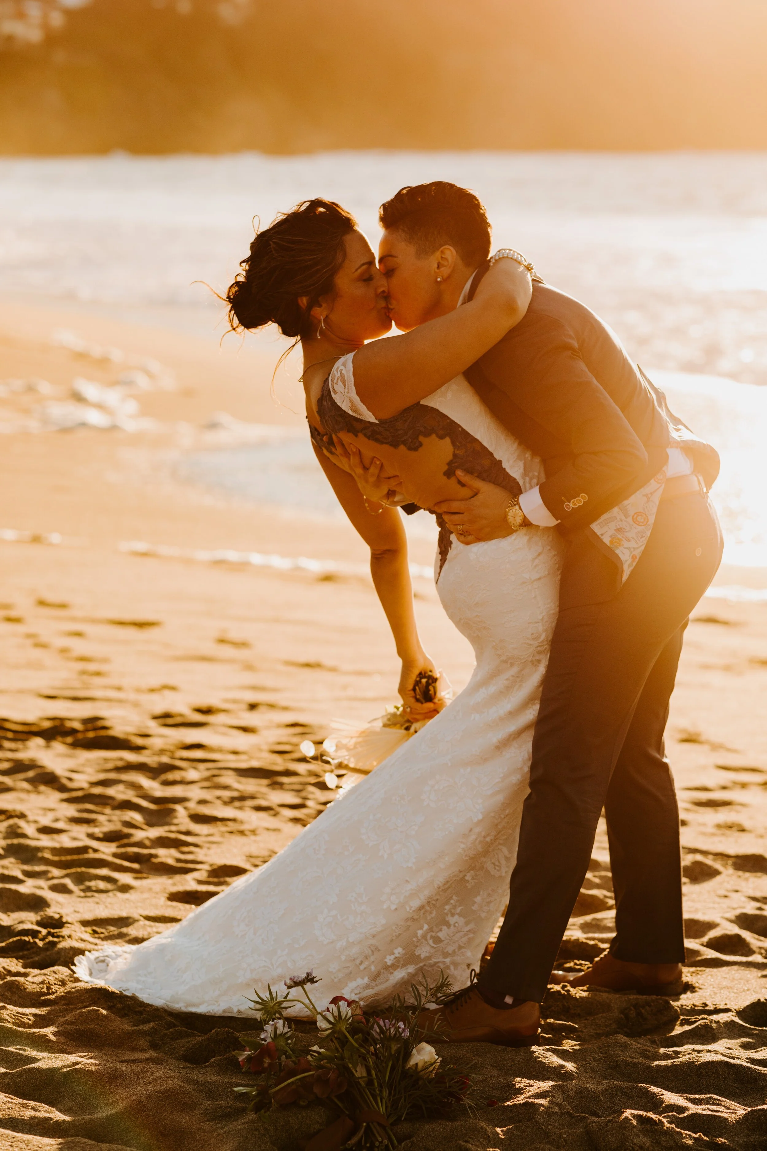 San Francisco Baker Beach Golden Gate Bridge Same Sex Lesbian Elopement | California Elopement Photographer | Tida Svy | www.tidasvy.com