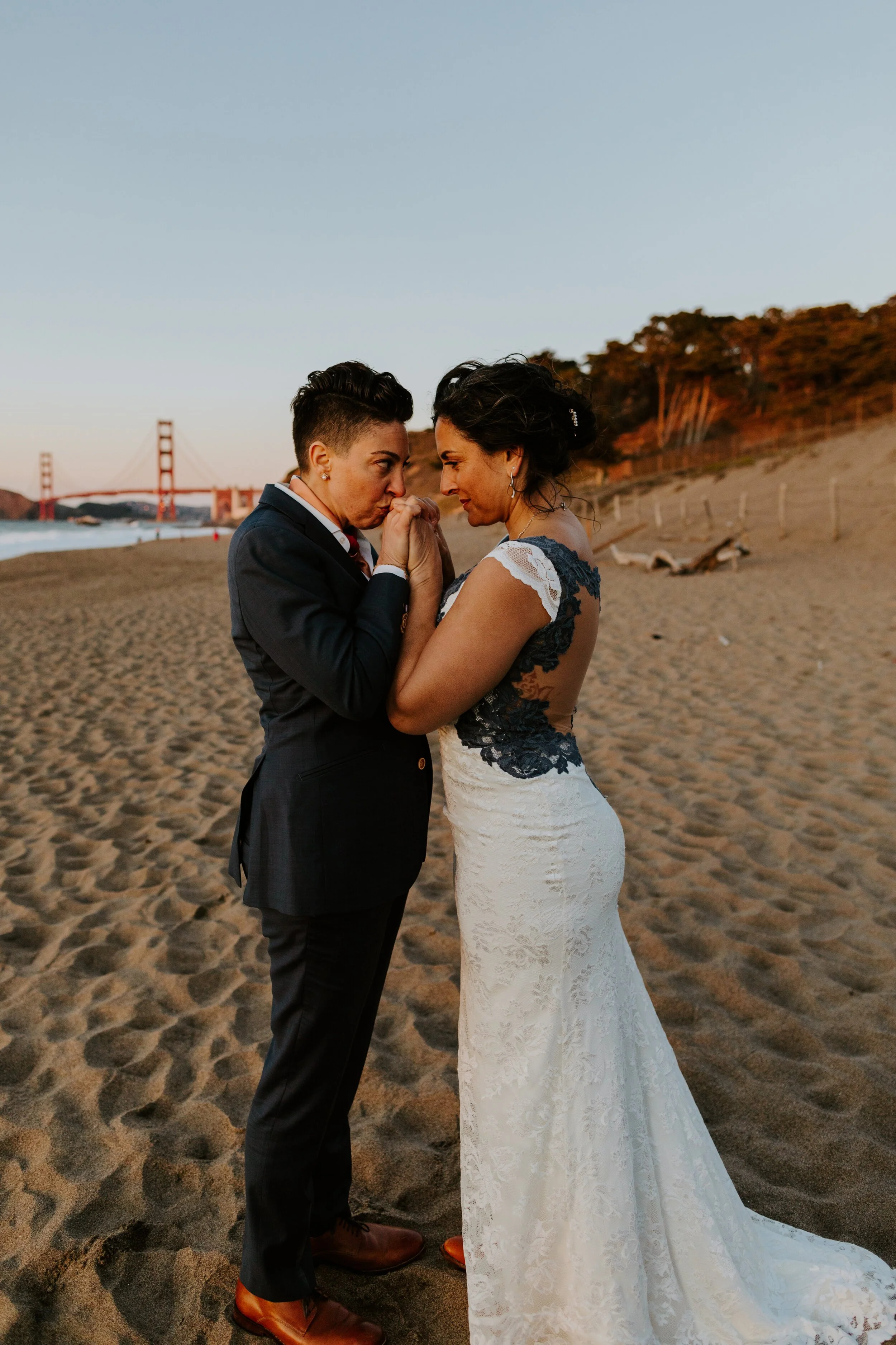 San Francisco Baker Beach Golden Gate Bridge Same Sex Lesbian Elopement | California Elopement Photographer | Tida Svy | www.tidasvy.com