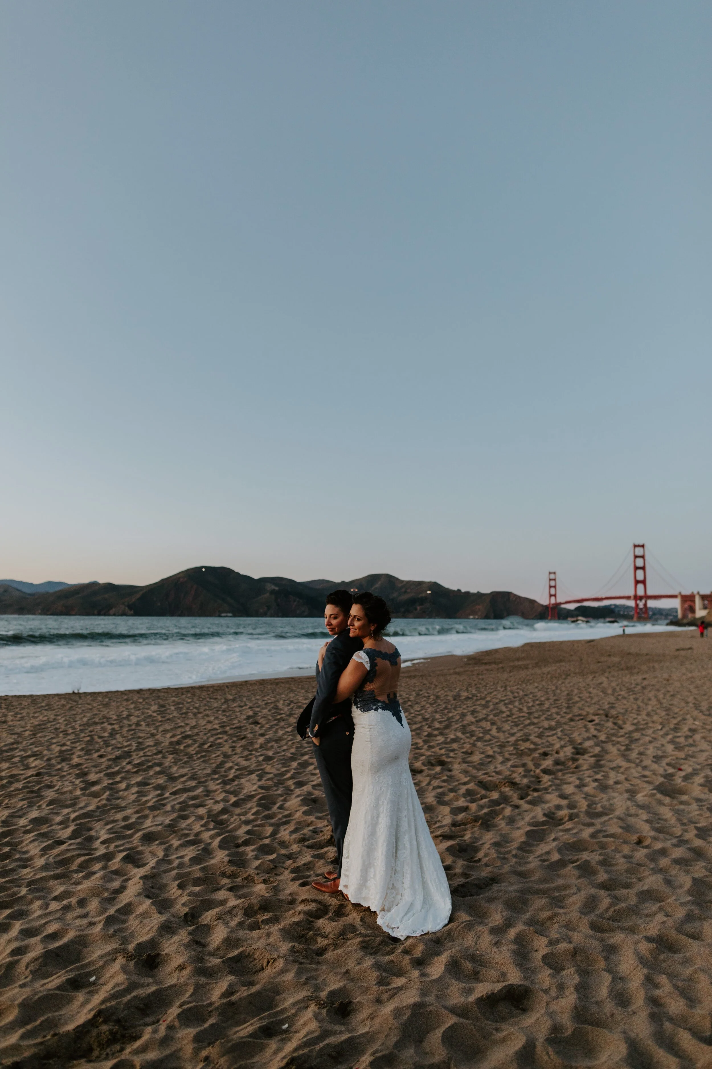 San Francisco Baker Beach Golden Gate Bridge Same Sex Lesbian Elopement | California Elopement Photographer | Tida Svy | www.tidasvy.com