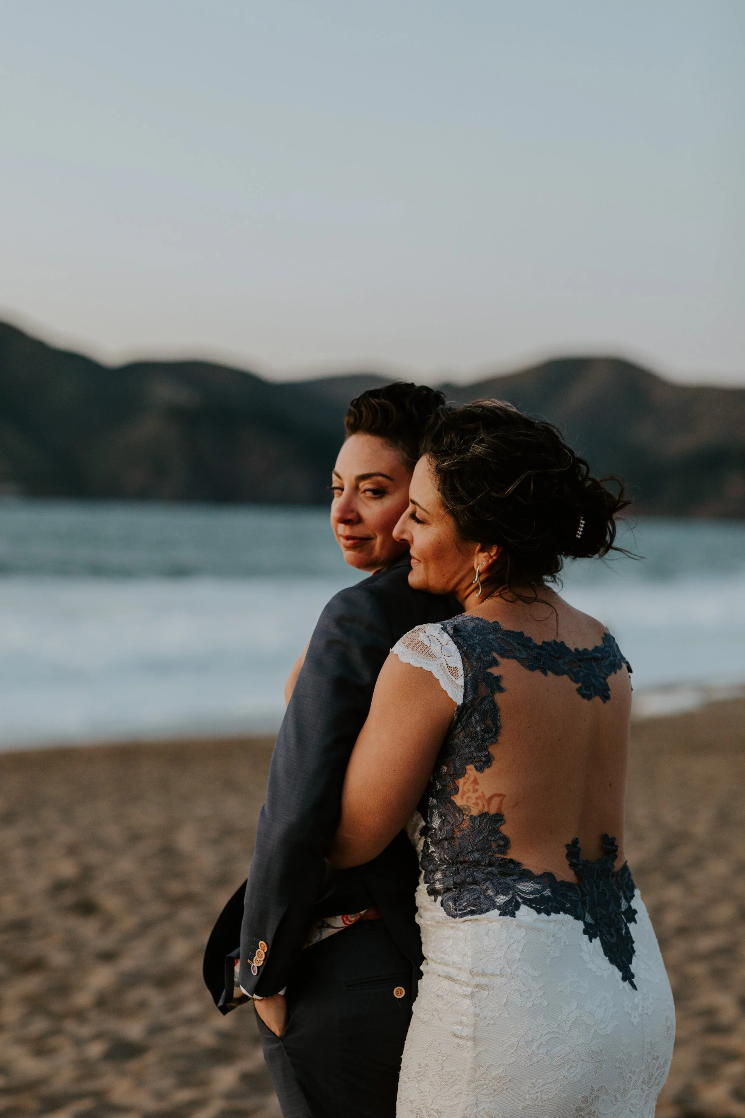 San Francisco Baker Beach Golden Gate Bridge Same Sex Lesbian Elopement | California Elopement Photographer | Tida Svy | www.tidasvy.com