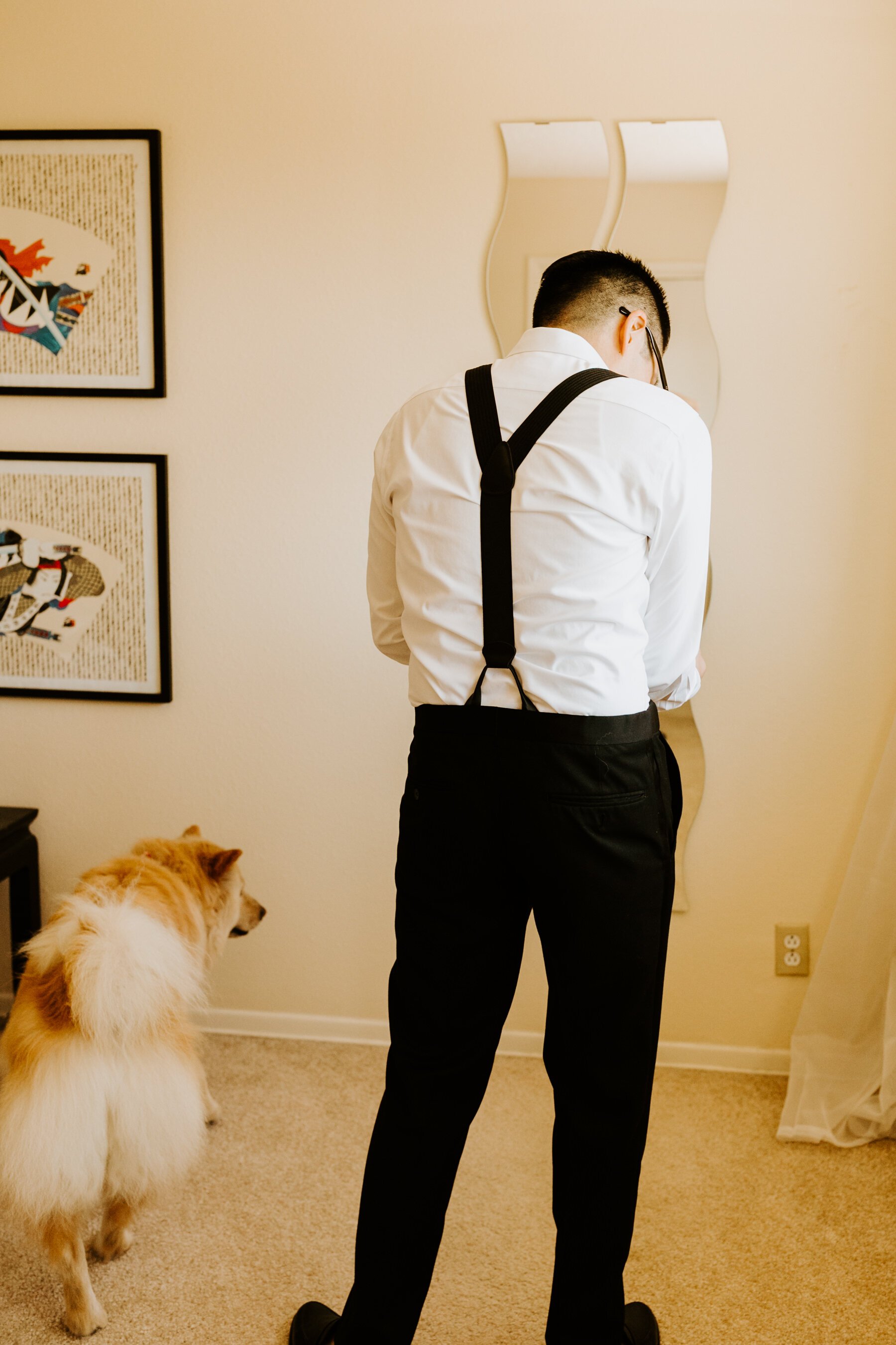 Wedding getting ready with dog | Photo by Tida Svy | www.tidasvy.com | Los Angeles Wedding Photographer