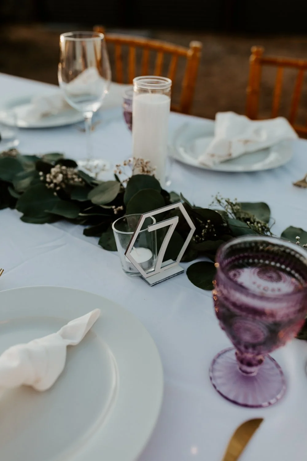 Eucalyptus wedding table centerpiece | Joshua Tree Wedding Photographer | JT Serenity Escape Airbnb Wedding | Tida Svy | www.tidasvy.com