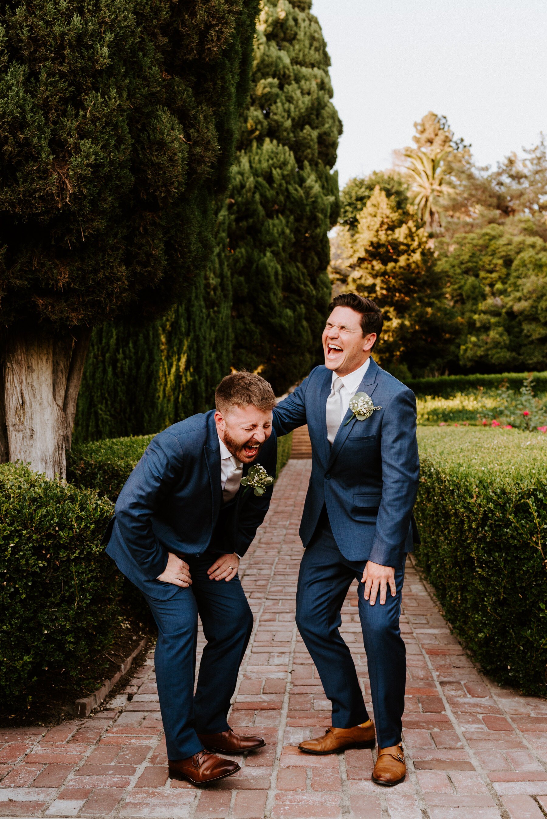 Wattles Mansion and Gardens Los Angeles Wedding, Los Angeles Wedding Photographer, Tida Svy, www.tidasvy.com, blue groomsmen suits, laughing groomsmen photos