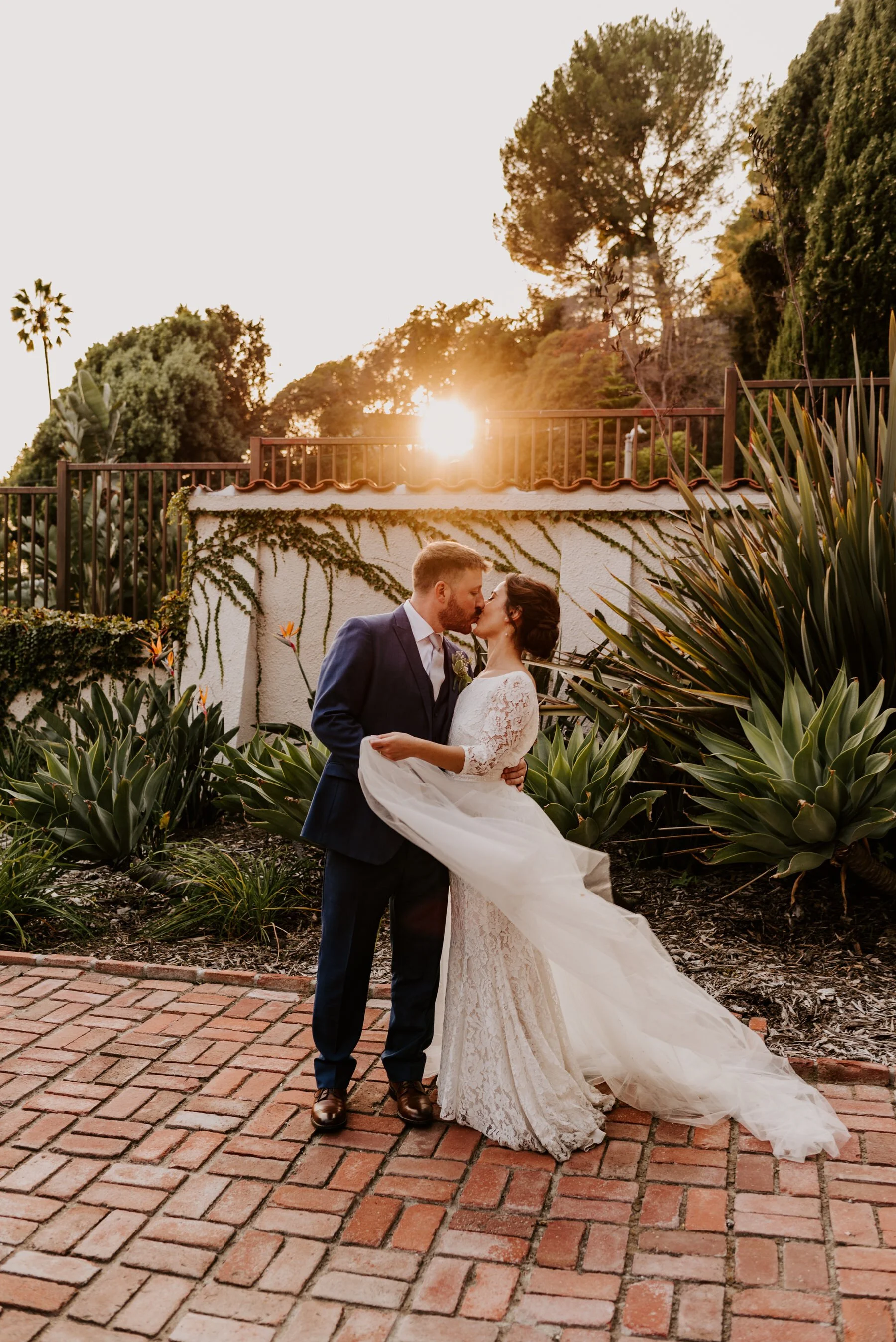 Wattles Mansion and Gardens Los Angeles Wedding, Los Angeles Wedding Photographer, Tida Svy, www.tidasvy.com, bride and groom portrait in garden, trees, hedges