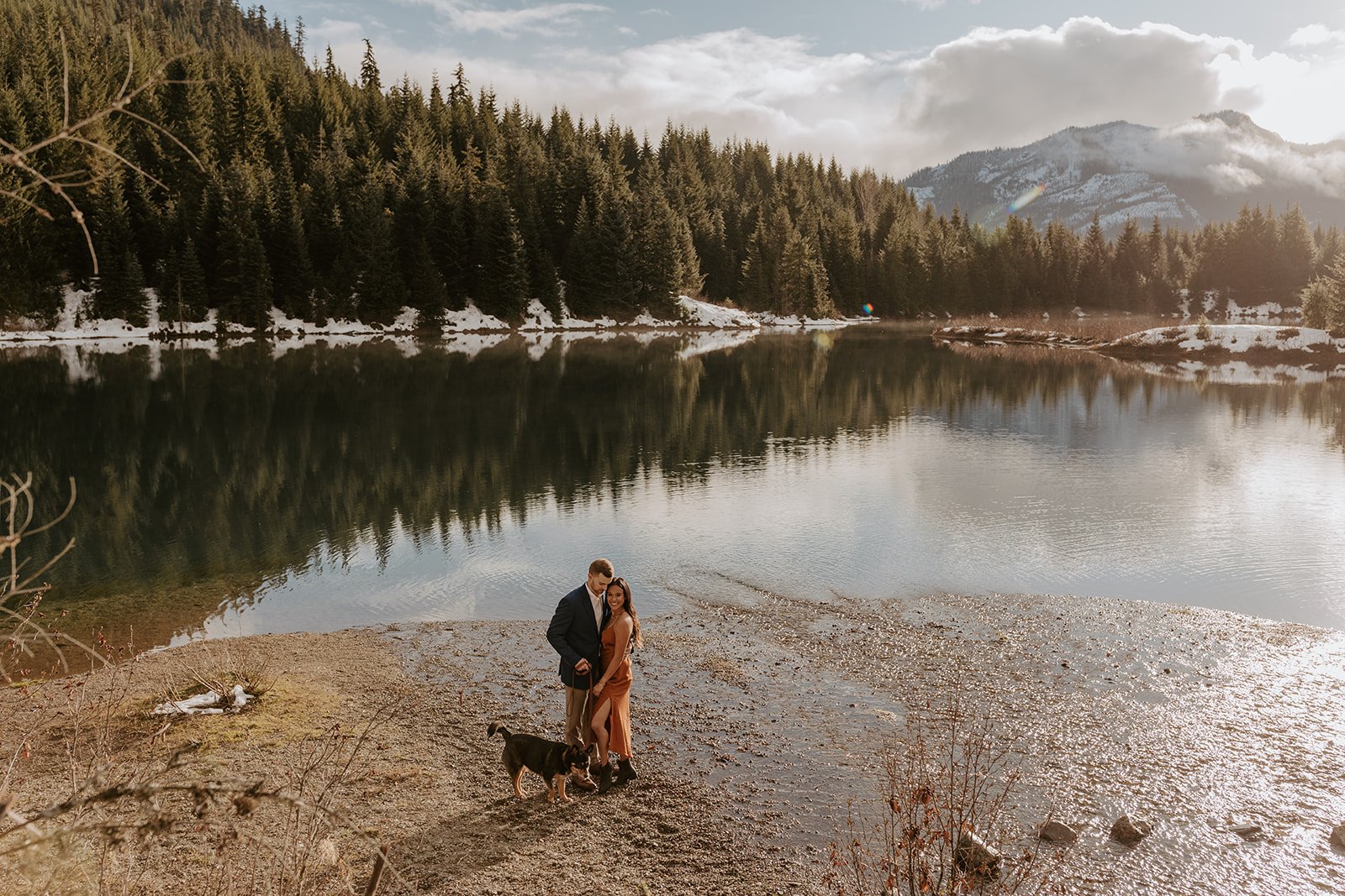 Gold Creek Pond surprise proposal and engagement session, photo by Tida Svy Photography