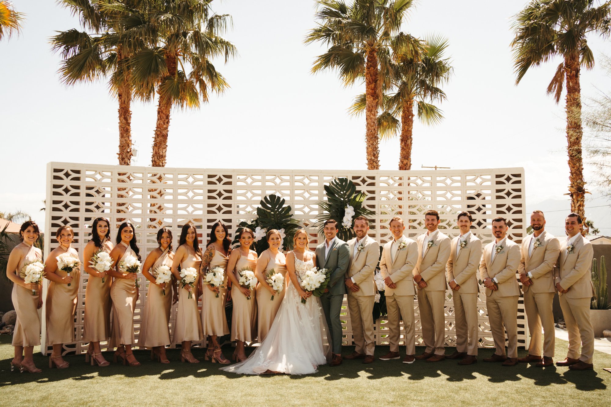 The Lautner Compound Palm Springs Wedding | Cream and sage bridal party | Tida Svy Photography | www.tidasvy.com