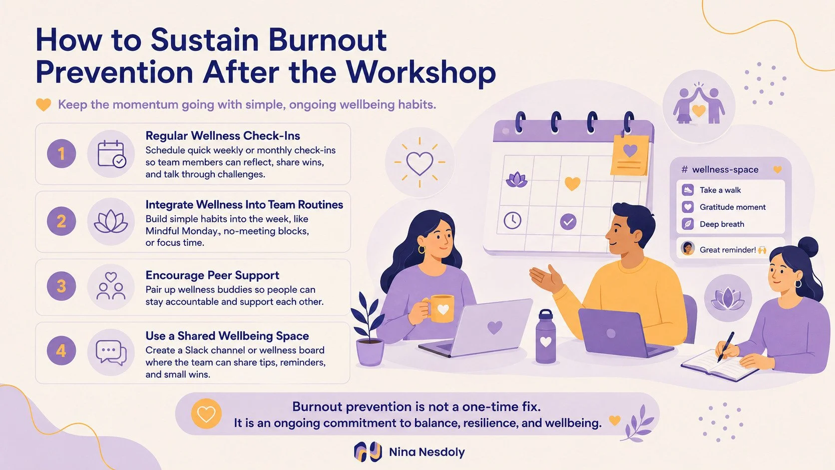 Team wellbeing habits for ongoing burnout prevention