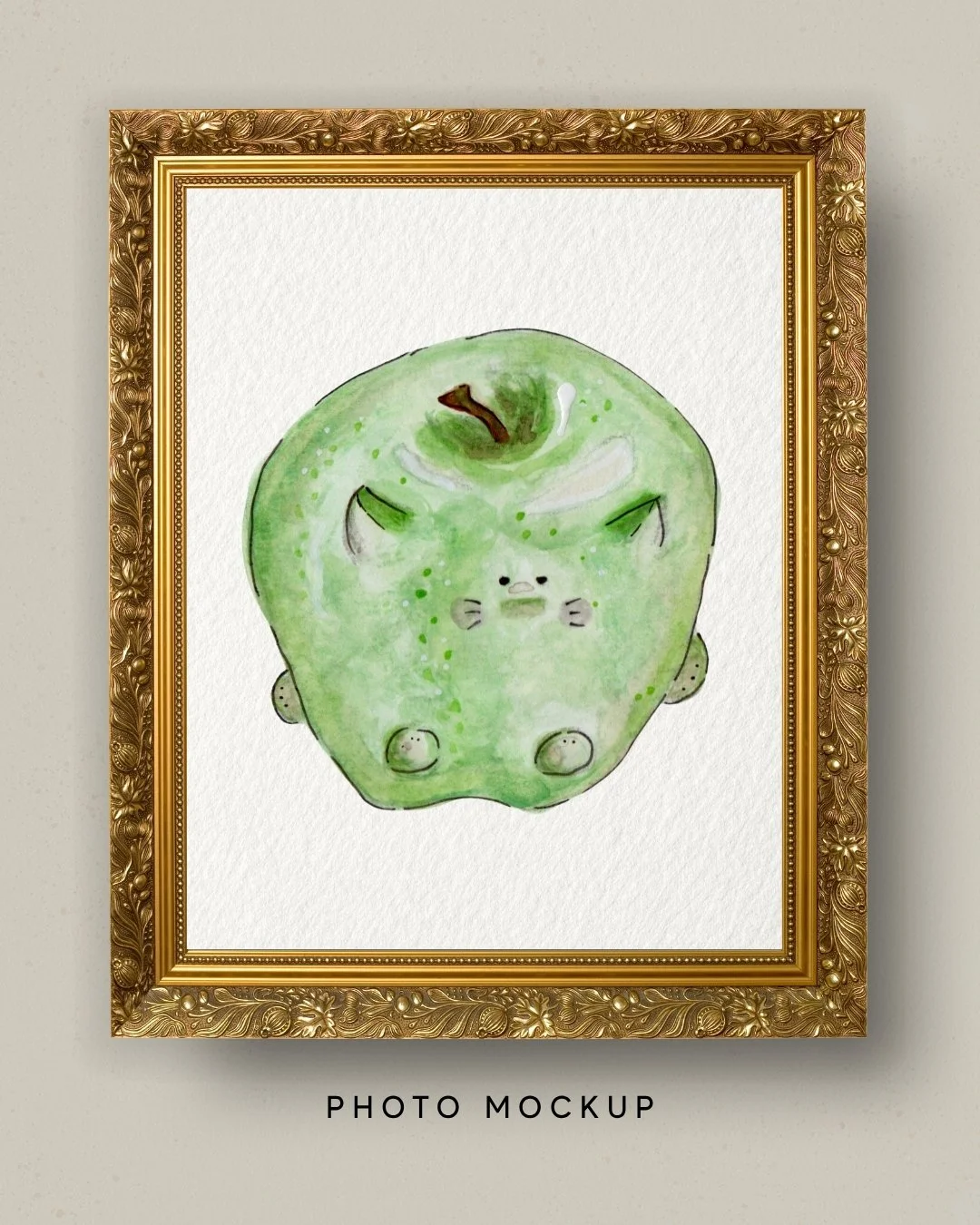 Mac the Apple- Fat Fruit Cat Art