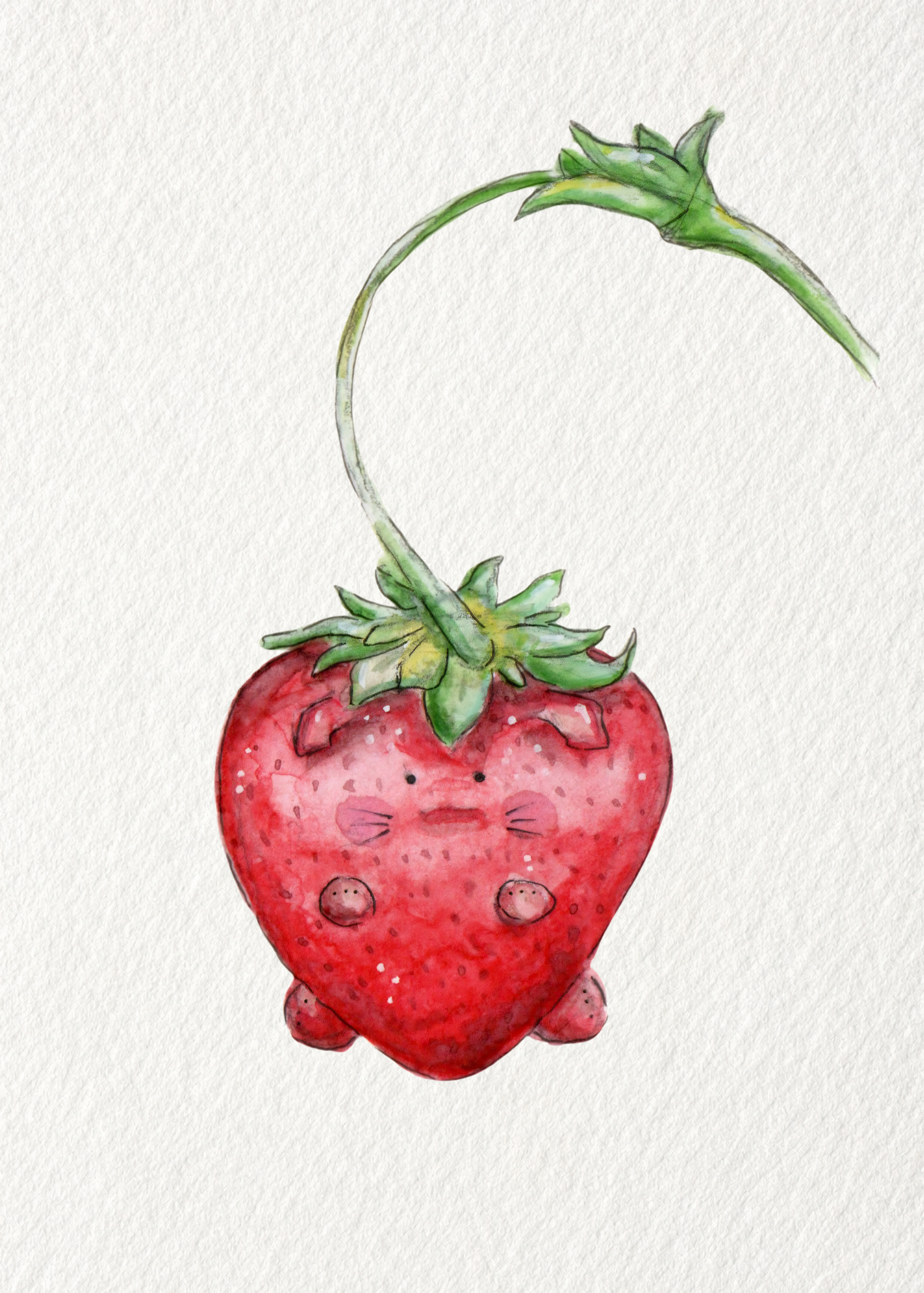 Berry Potter the Dragon Fruit Cat- Fat Fruit Cat Art