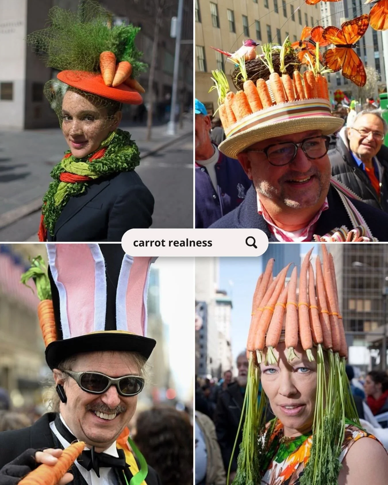 🥕 BONNET INSPO: CARROT REALNESS 🥕

Carrots aren&rsquo;t just for the Easter Bunny. They also make excellent bonnet d&eacute;cor.

Think:
🥕 bright orange farmstand fabulous 
🥕 leafy green tops
🥕 full garden party energy

Elegant? Ridiculous? Crun