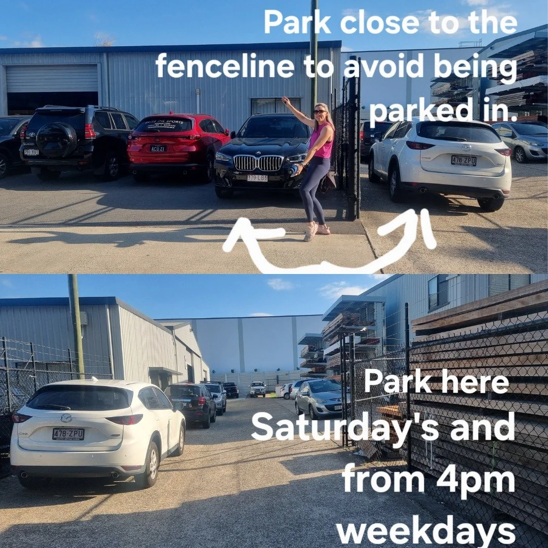 Hi Everyone, 
Just a heads up regarding the parking situation as I've had a few people parked in recently. 

Afternoon classes kick off at the gym from 430pm.  If you have an appointment booked from 4pm, it's best to stay as close to the fence line a