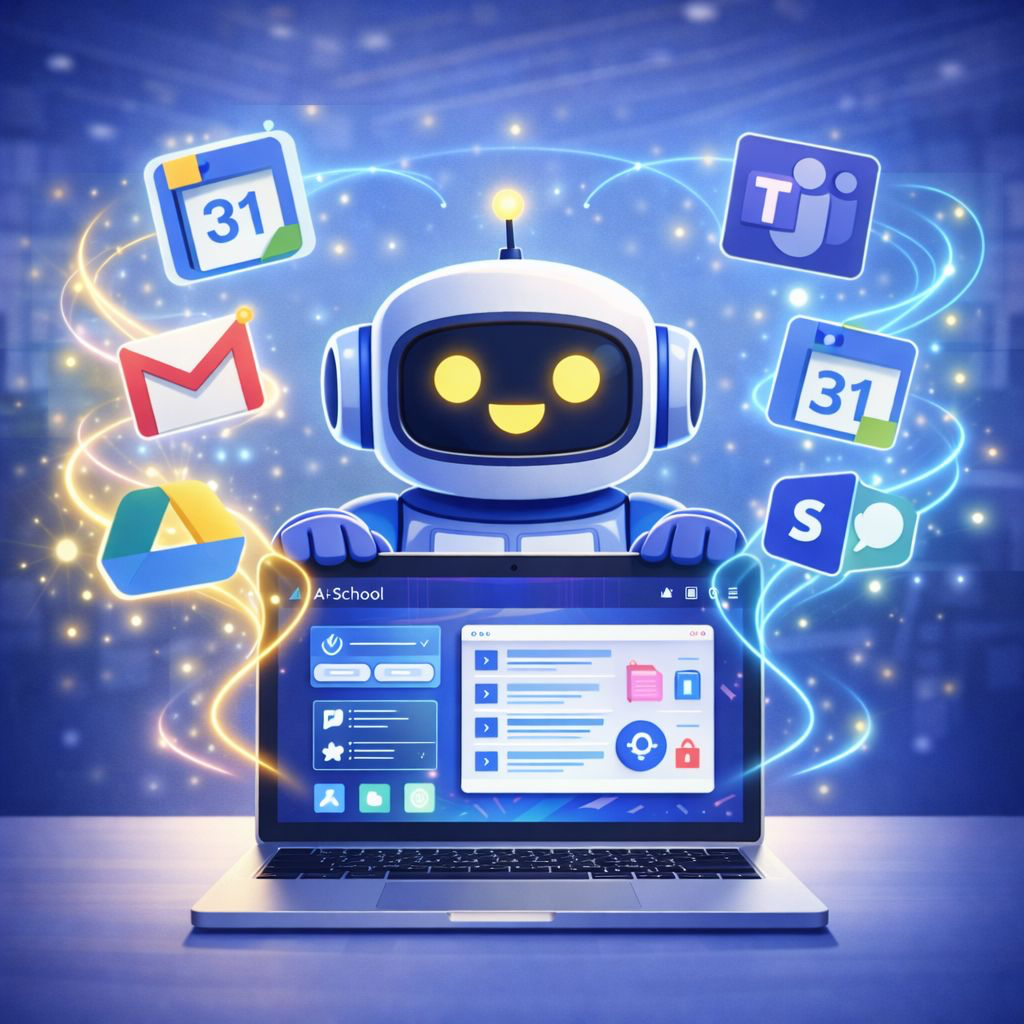 Nieuw: Google- en Microsoft-koppelingen in AI-School