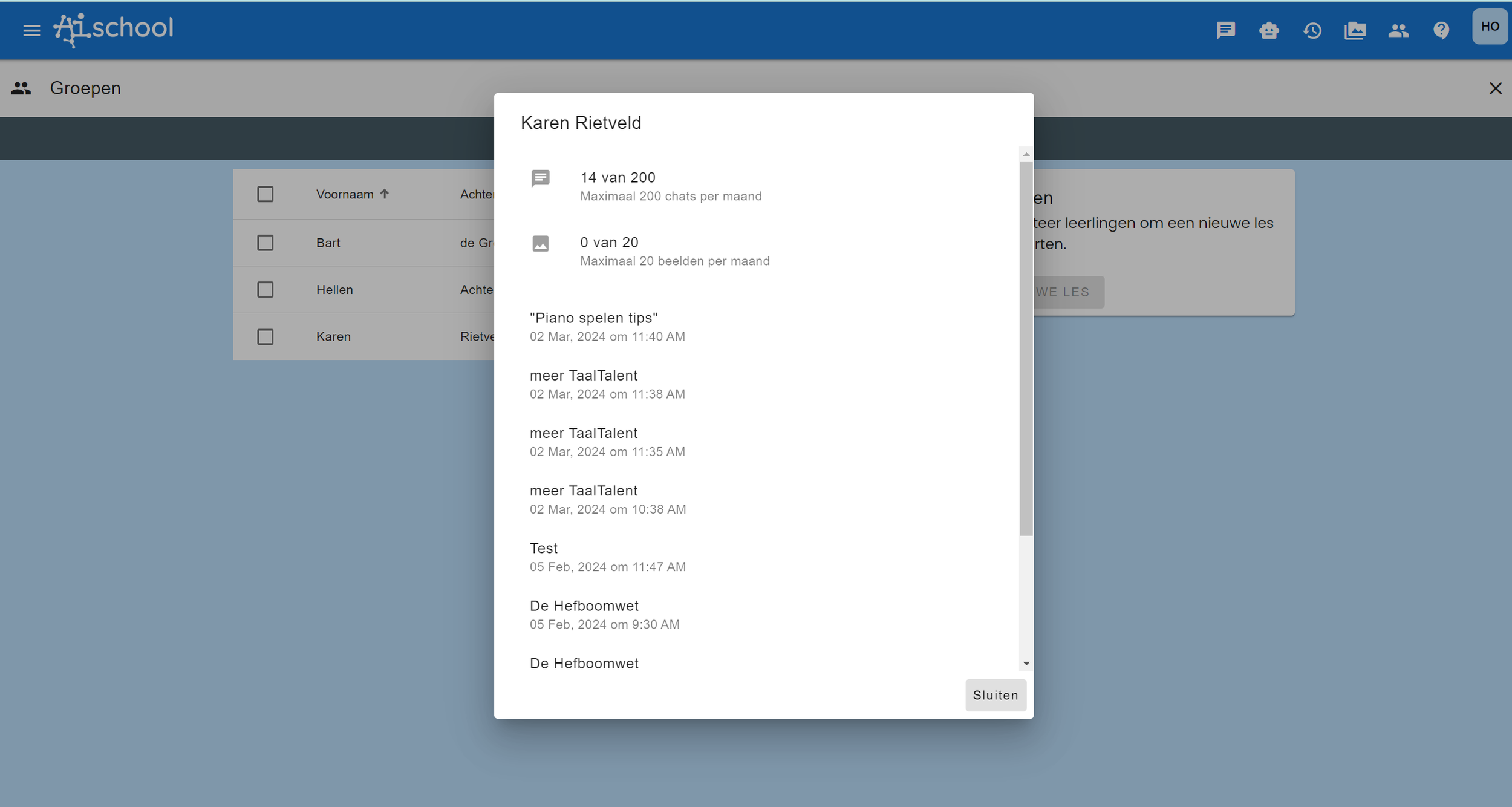 Leerling dashboard