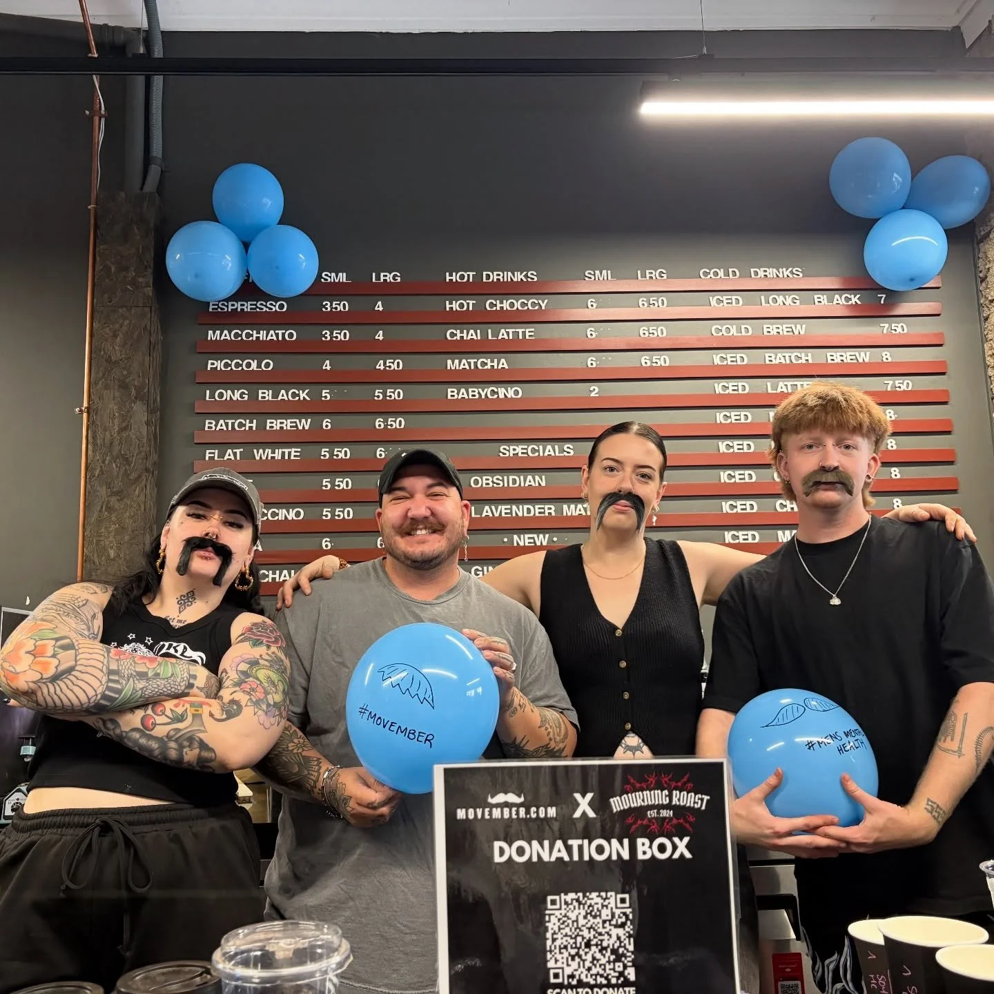Our Movember crew living it up the other week!
We want to say a huge thank you to everyone who donated, we were SO CLOSE to @samuelbradley___ goal. We raised $1442 !
#charity #brisbane #movember #coffee #mentalhealthawareness #coffeebar #mensmentalhe