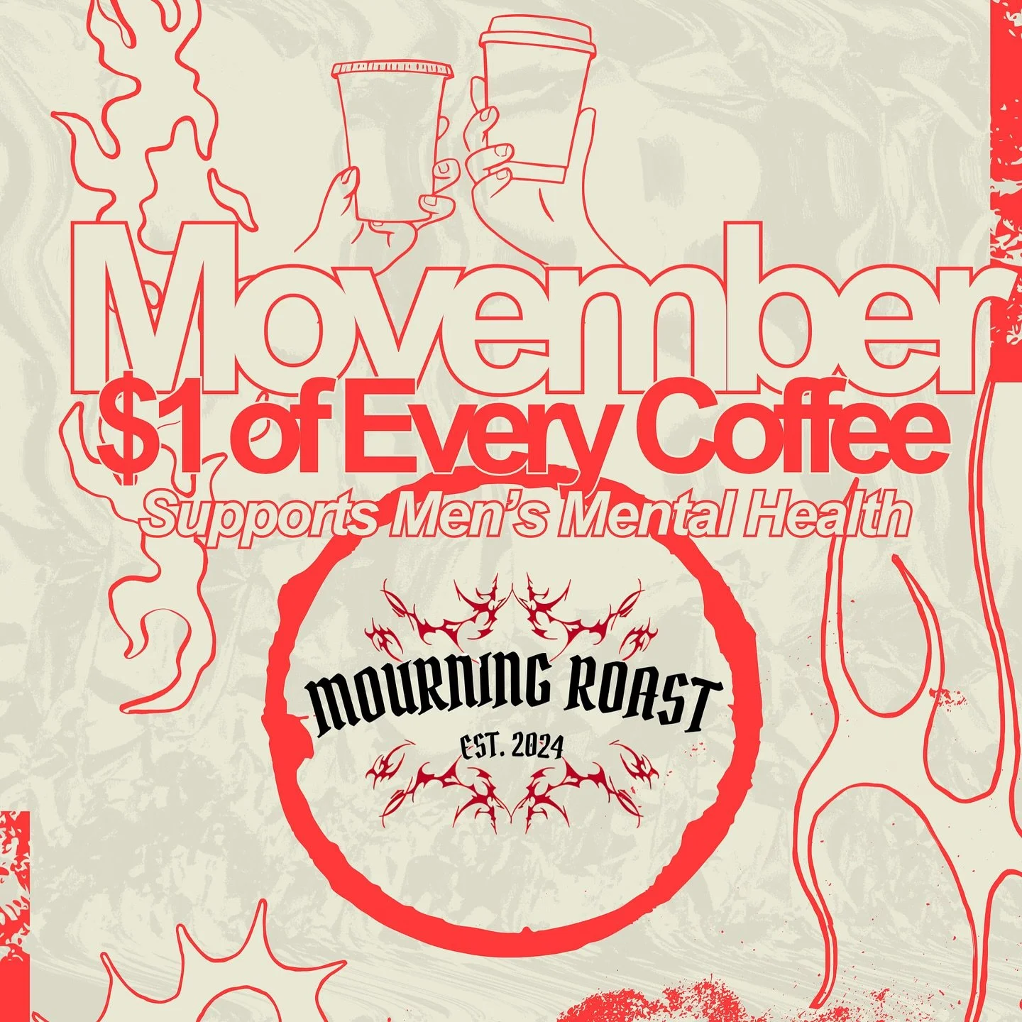 This Saturday we are supporting mens mental health 
$1 from every coffee is going towards @movember.au 
Our staff will be wearing their own moustaches 
Come in your best purchased stash or one you grew yourself !
#brisbane #coffee #movember #mentalhe