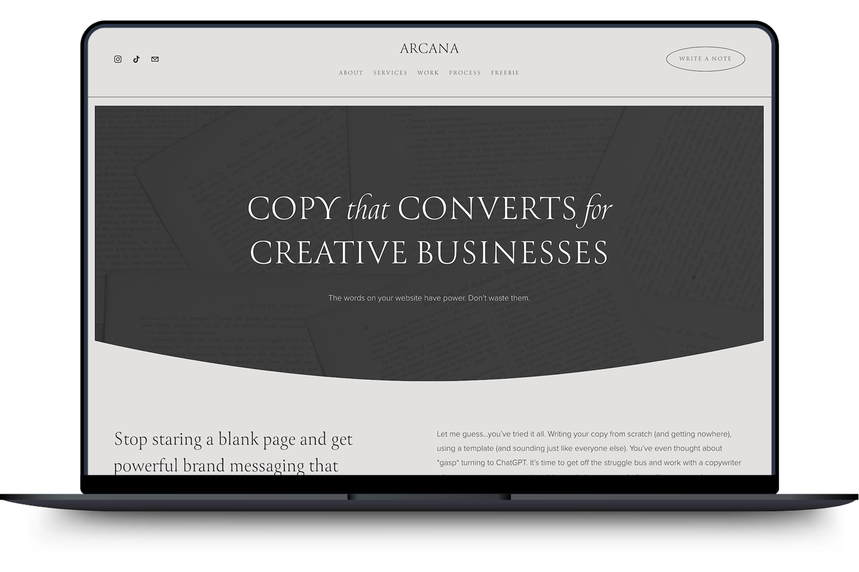 Laptop screen quoting copy that converts