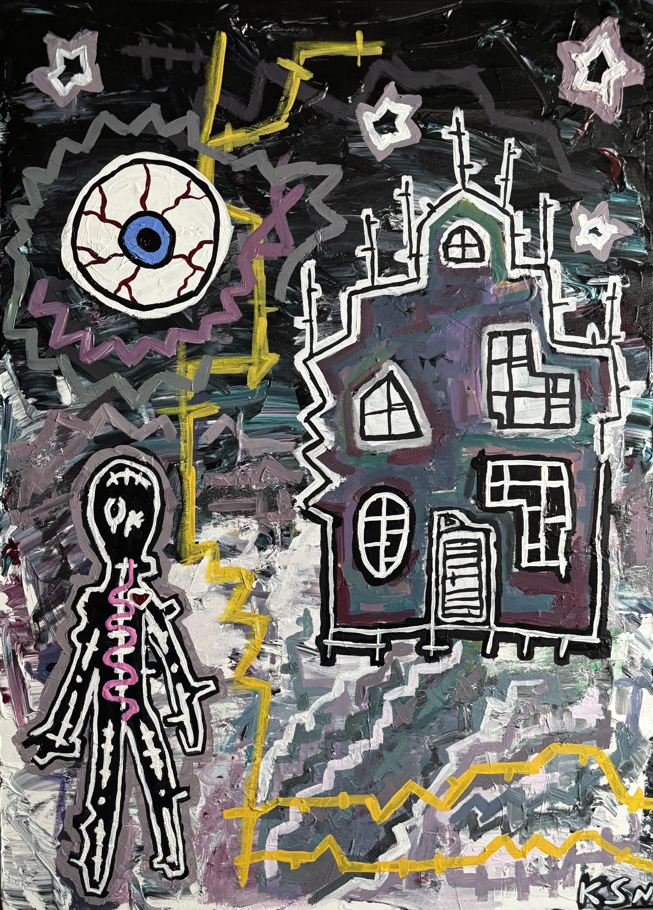 The Insomniac / 
90 x 65 cm / 
Mixed media / 
2026