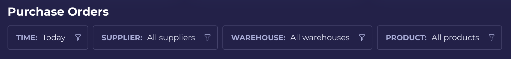 Purchase order filtering options