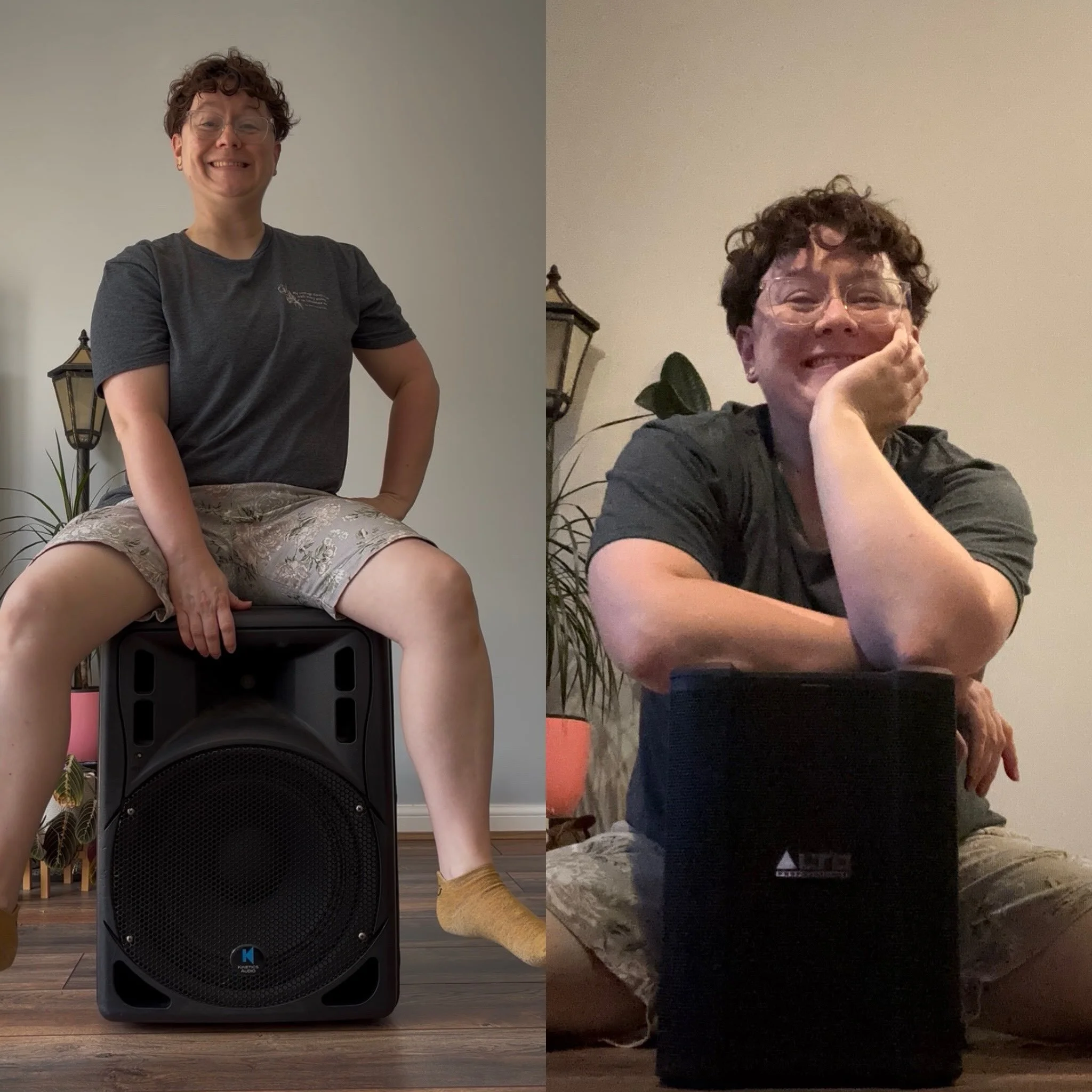 Our new speaker turned up today and as you can see Danielle is a little bit happy about it.

The big speaker isn&rsquo;t getting fully retired just yet we just needed something lighter for the day to day. We aren&rsquo;t going to say it&rsquo;s becau